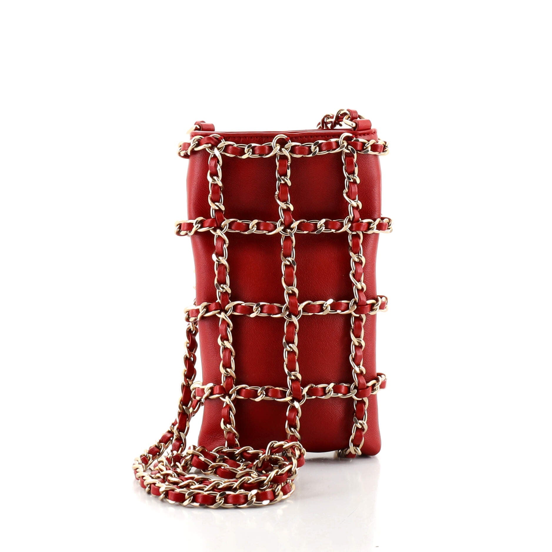 Chain Frame Phone Clutch with Chain Lambskin