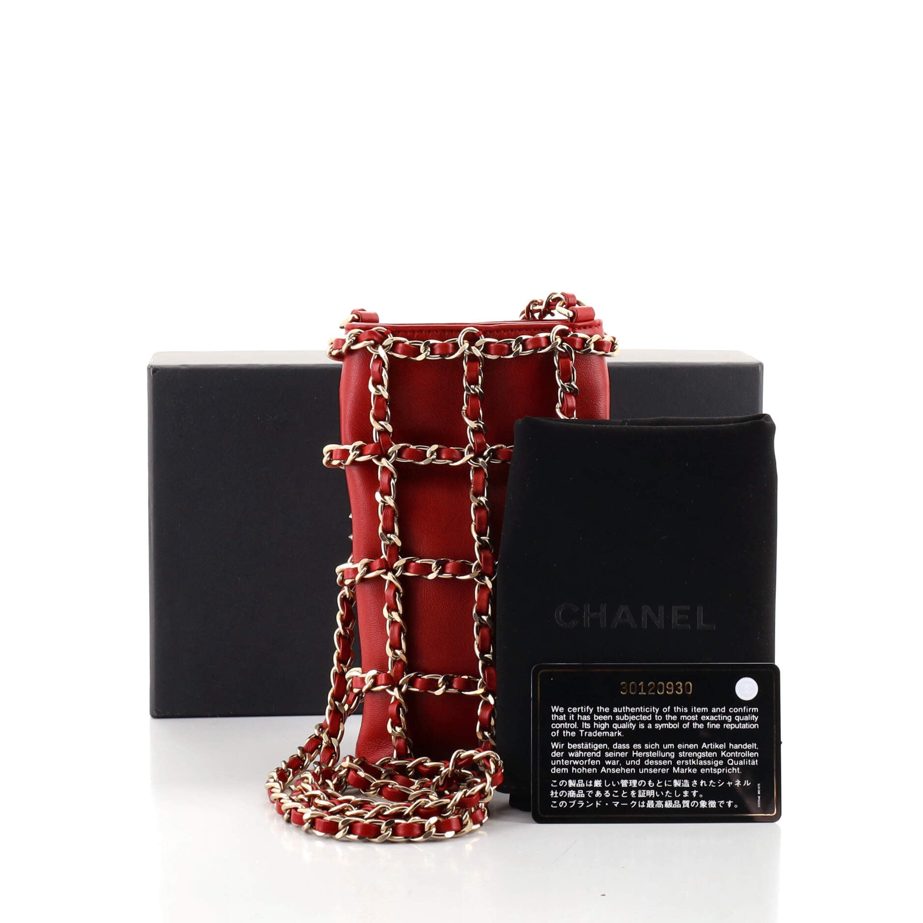 Chain Frame Phone Clutch with Chain Lambskin