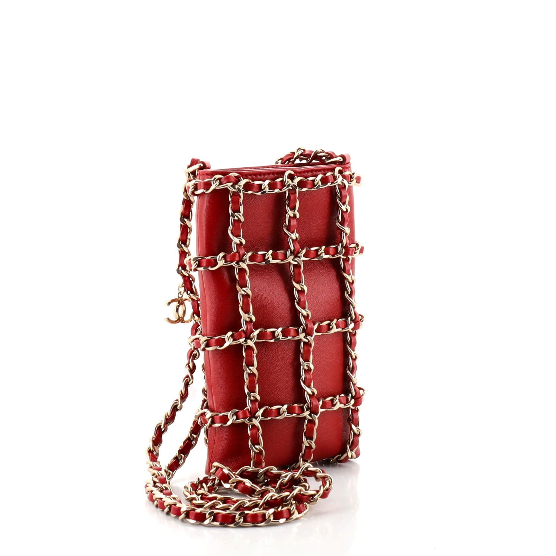 Chain Frame Phone Clutch with Chain Lambskin