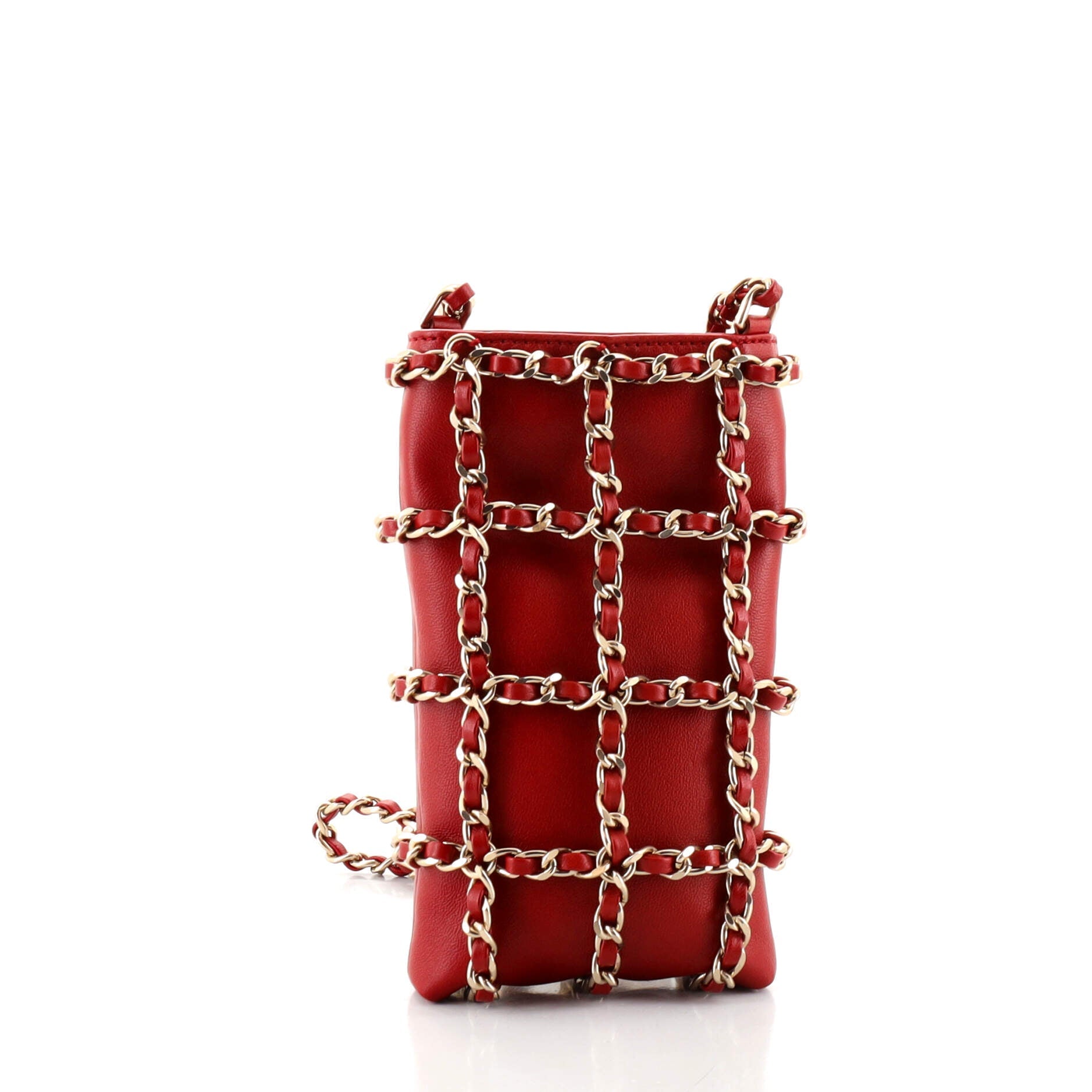 Chain Frame Phone Clutch with Chain Lambskin