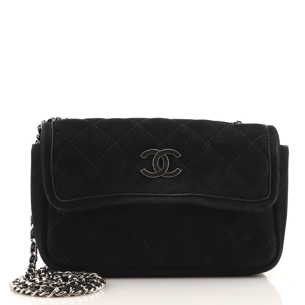 CC Chain Flap Bag Quilted Suede Mini