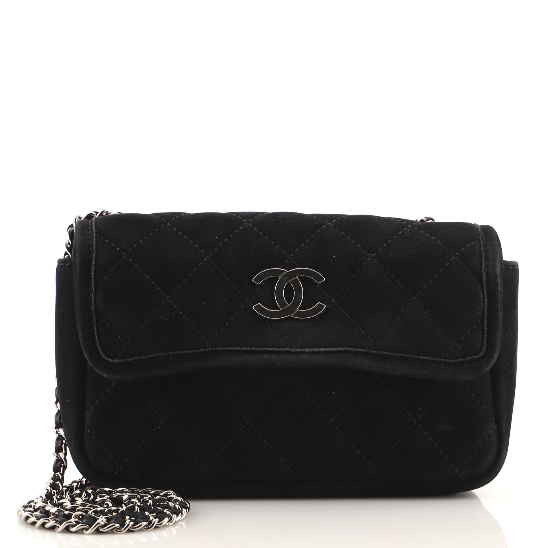 CC Chain Flap Bag Quilted Suede Mini