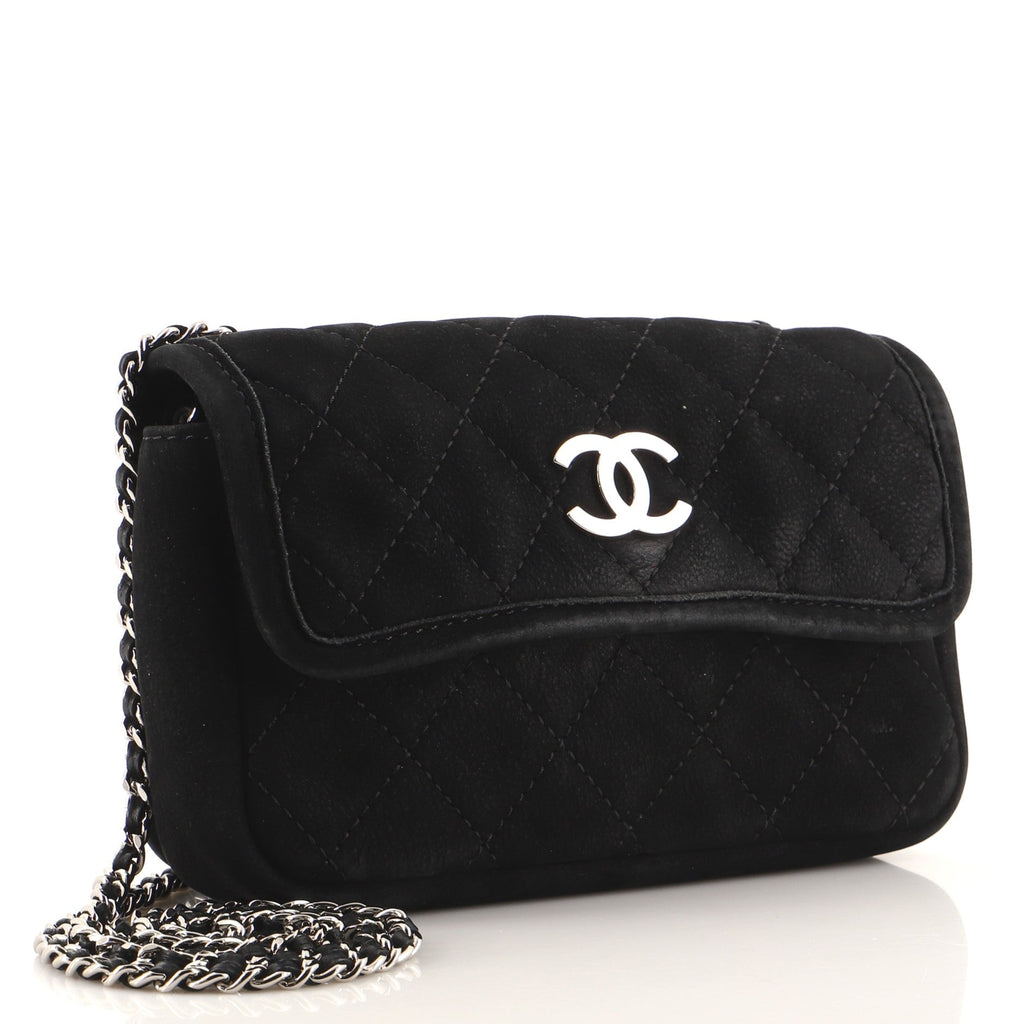 CC Chain Flap Bag Quilted Suede Mini