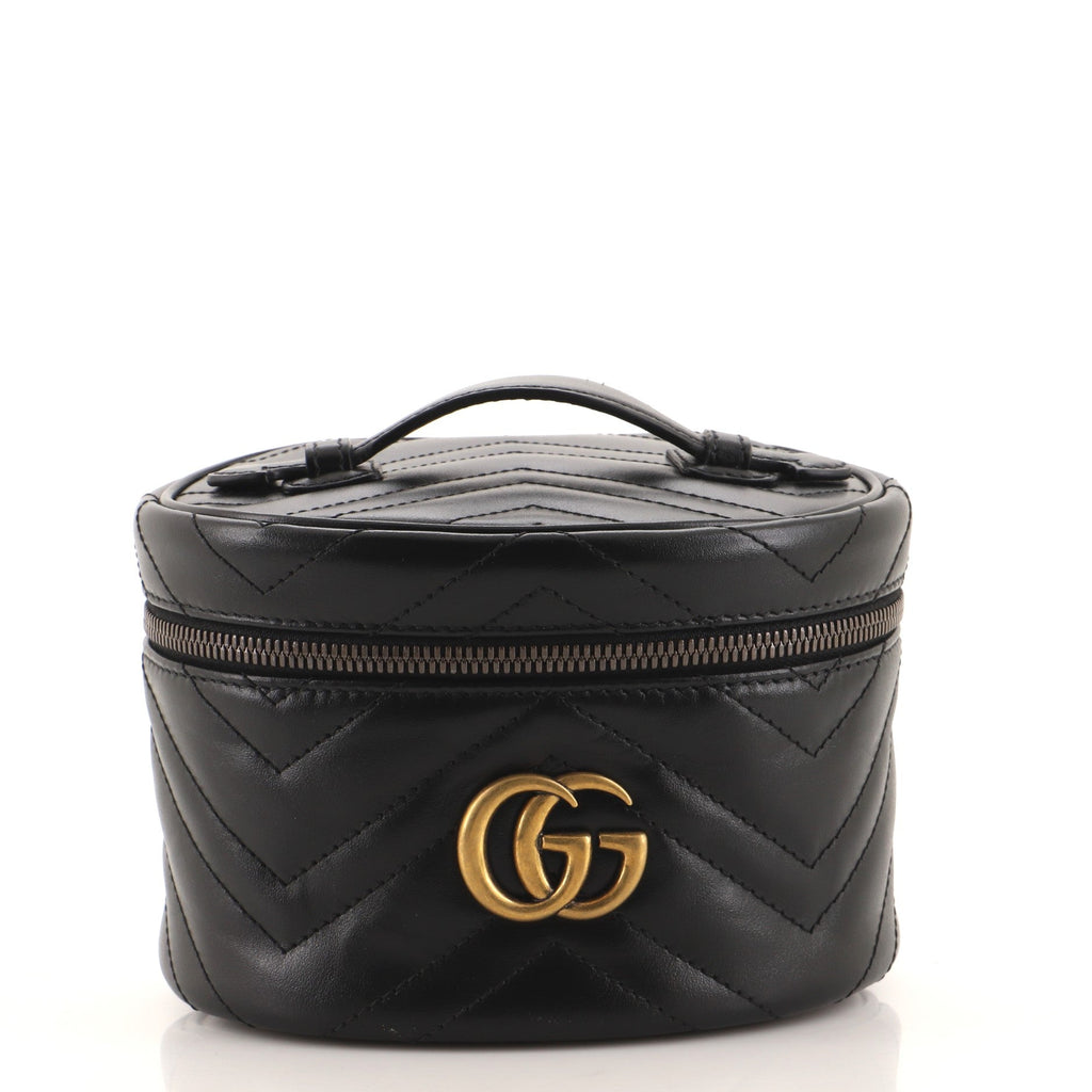 GG Marmont Top Handle Cosmetic Case Matelasse Leather Mini