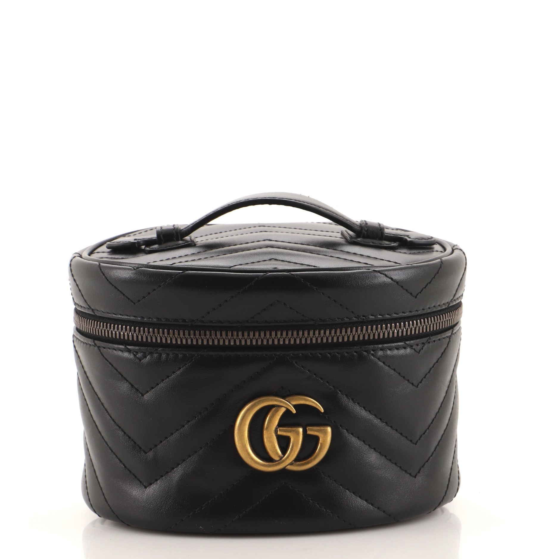 GG Marmont Top Handle Cosmetic Case Matelasse Leather Mini