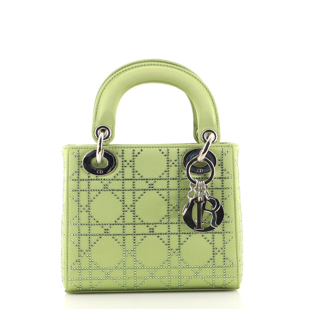 Lady Dior Bag Crystal Studded Cannage Quilt Satin Mini