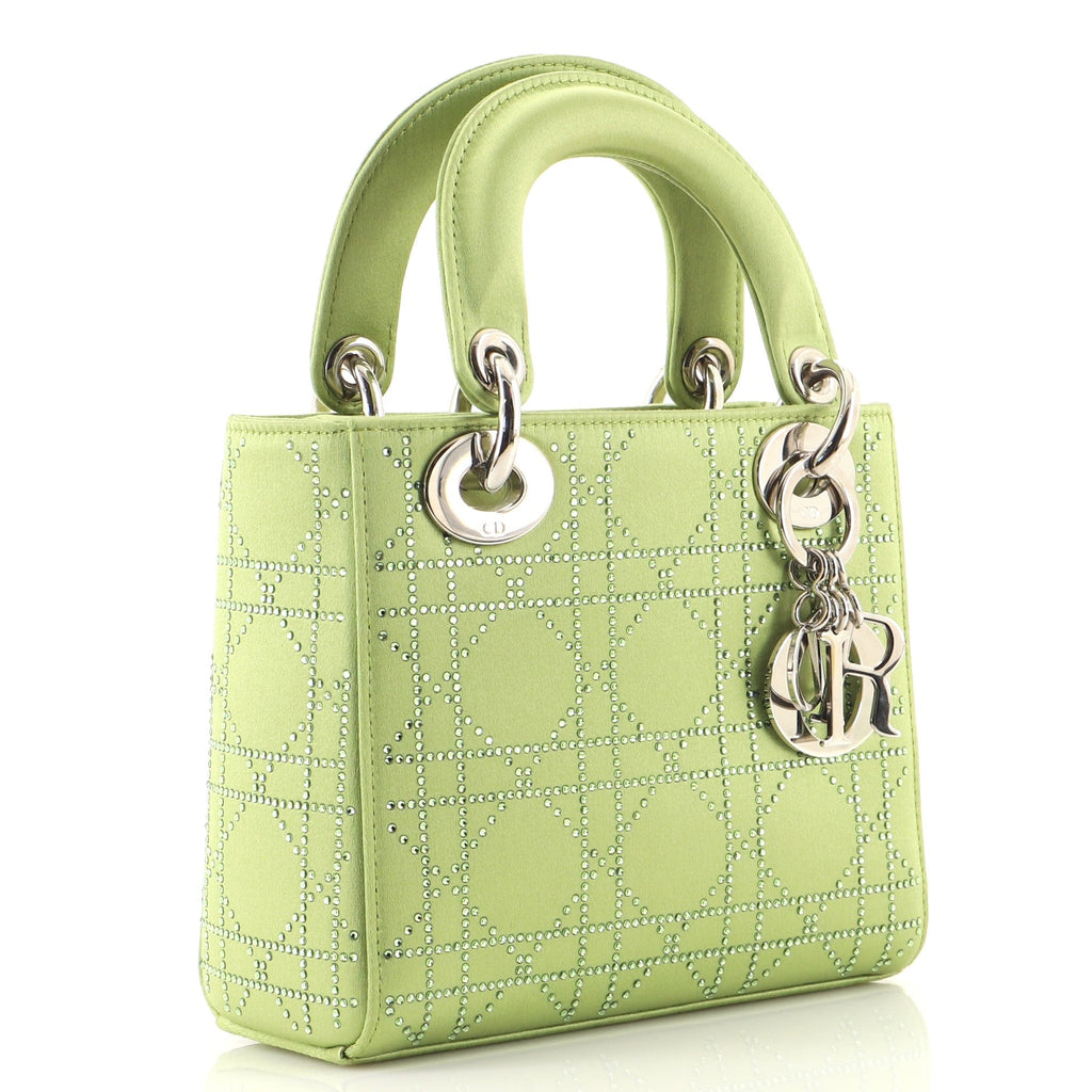 Lady Dior Bag Crystal Studded Cannage Quilt Satin Mini