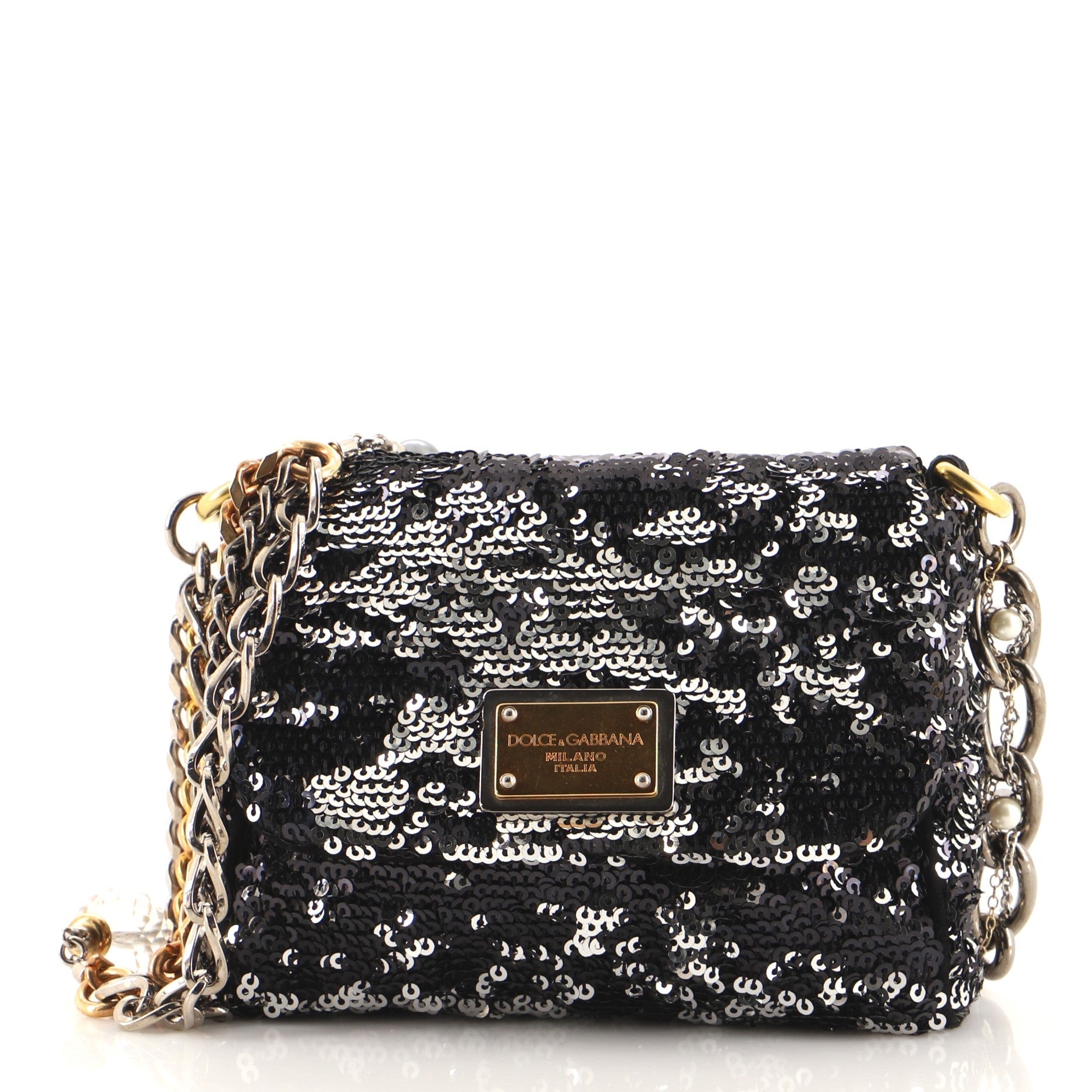 Miss Charles Flap Shoulder Bag Sequins Mini