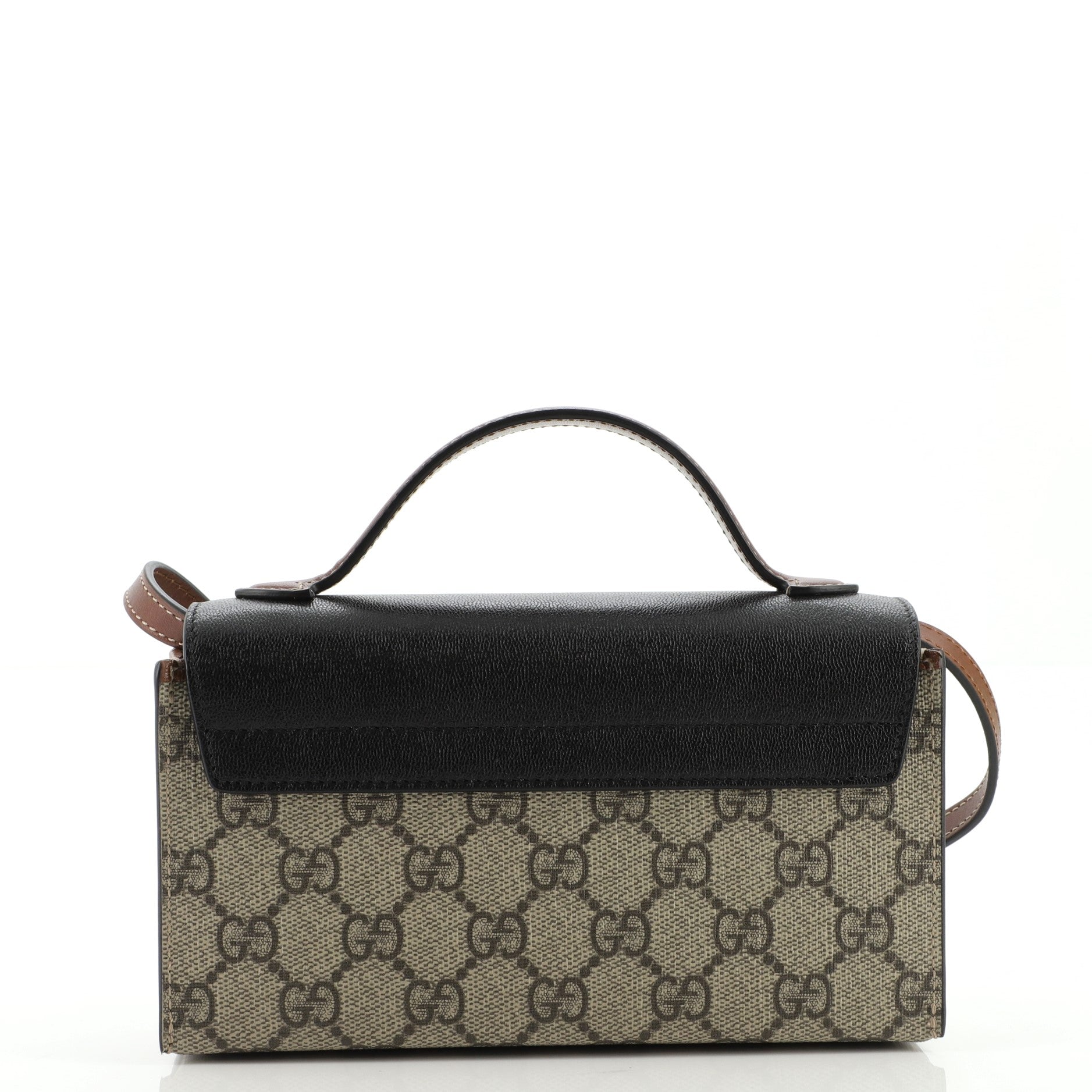 Padlock Convertible Top Handle Bag GG Coated Canvas and Leather Mini