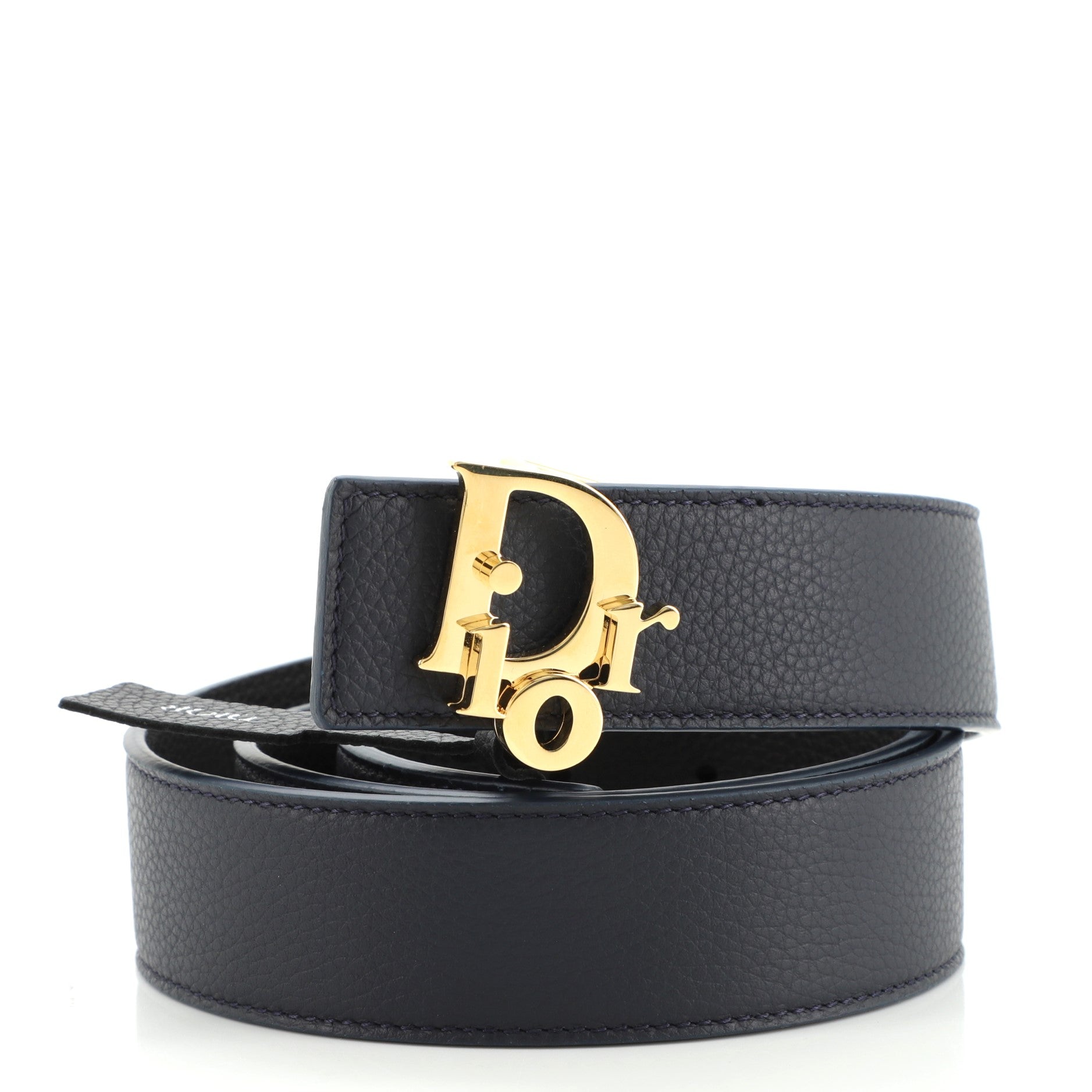 Logo Letter Buckle Belt Leather Wide 90