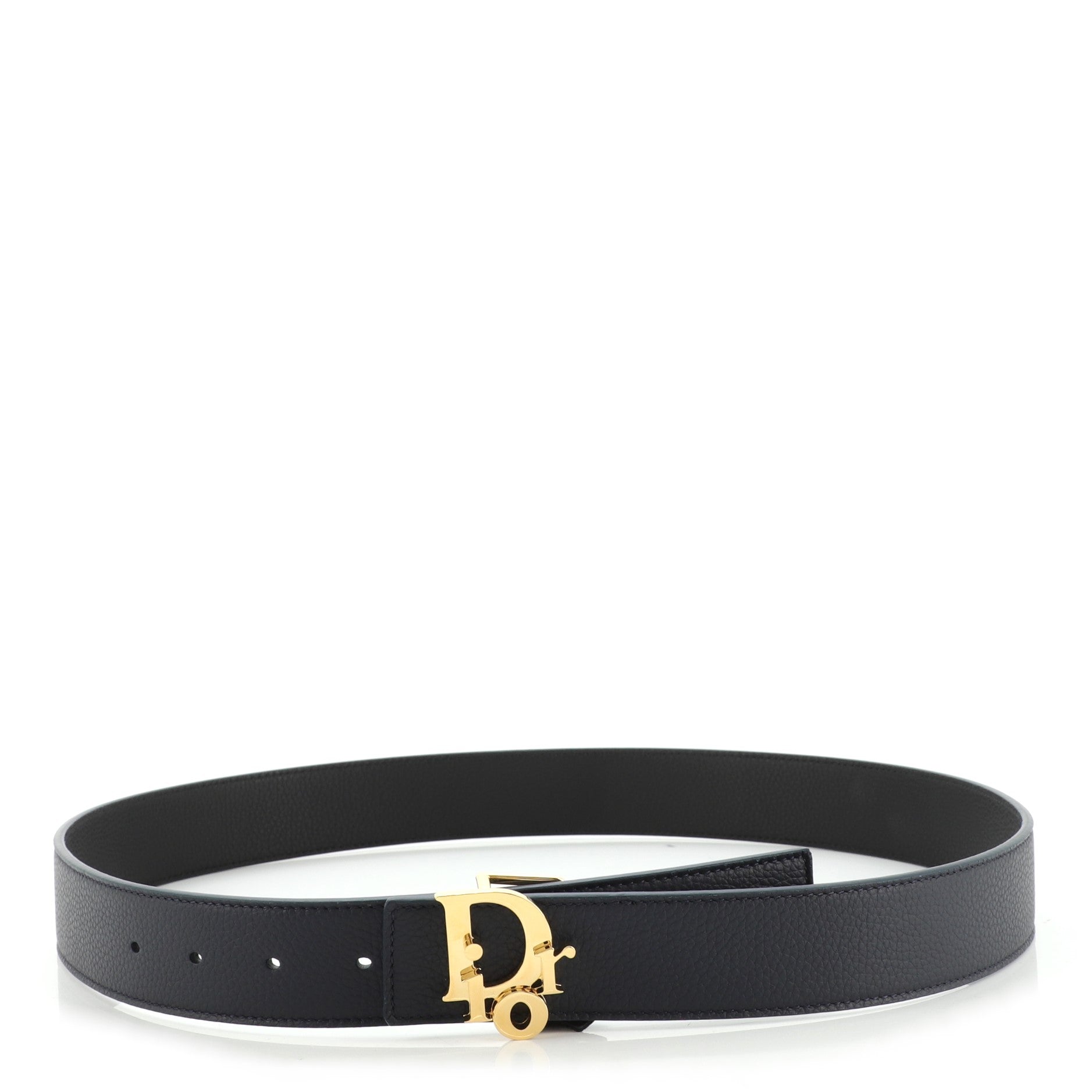 Logo Letter Buckle Belt Leather Wide 90