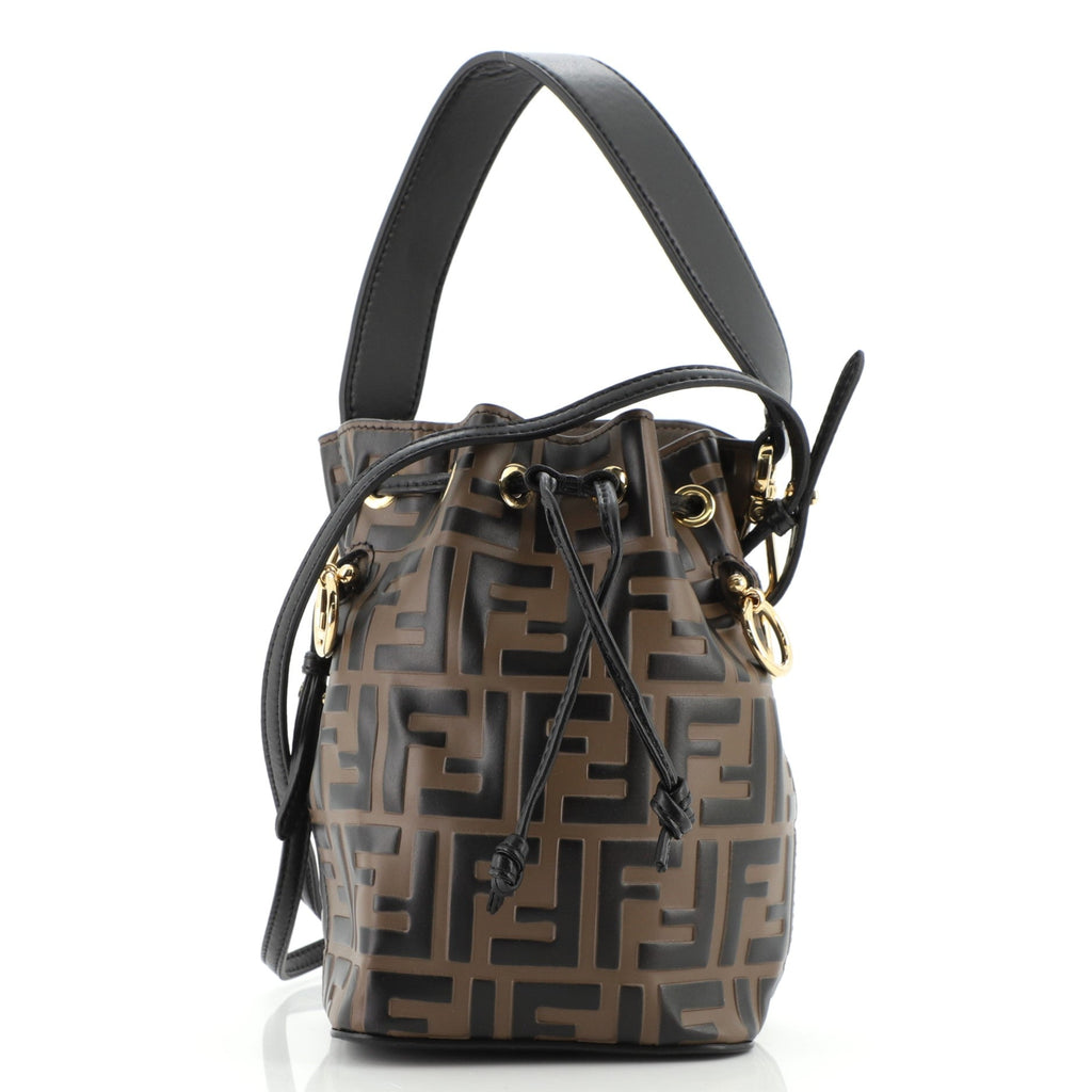 Mon Tresor Bucket Bag Zucca Embossed Leather Mini