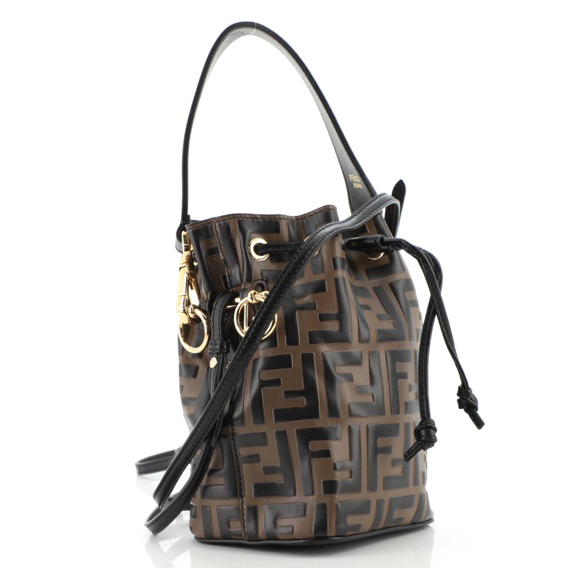 Mon Tresor Bucket Bag Zucca Embossed Leather Mini