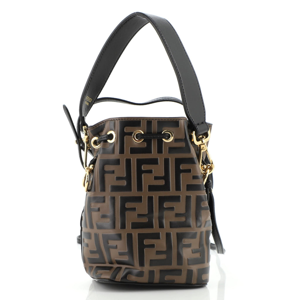 Mon Tresor Bucket Bag Zucca Embossed Leather Mini
