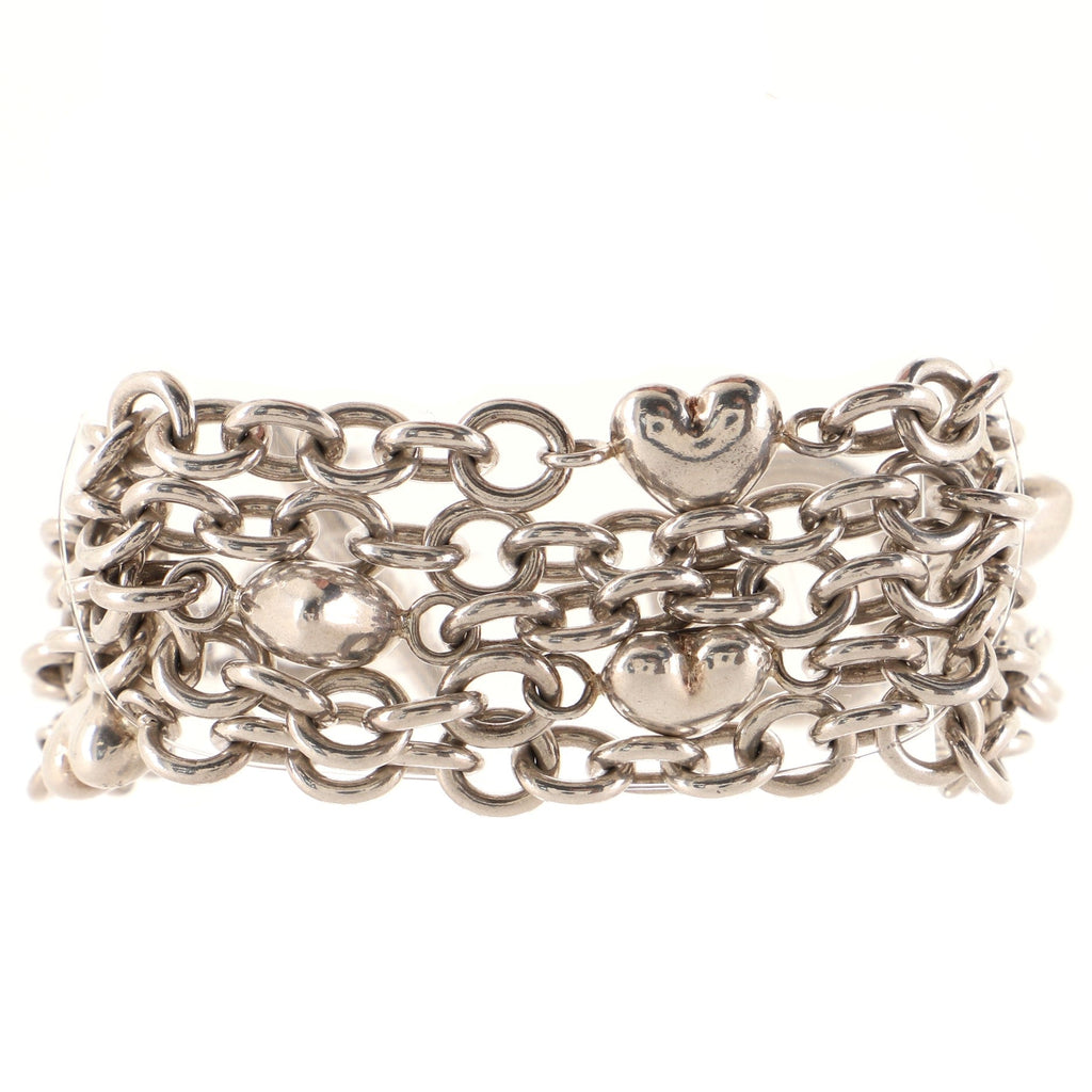 Multistrand Puff Heart Toggle Bracelet Sterling Silver