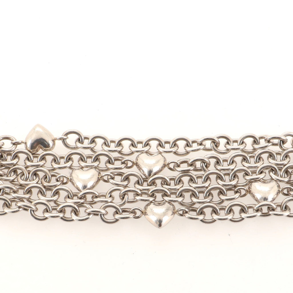Multistrand Puff Heart Toggle Bracelet Sterling Silver