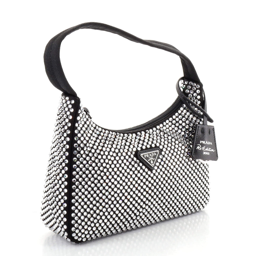 Re-Edition 2000 Hobo Crystal Embellished Satin Mini