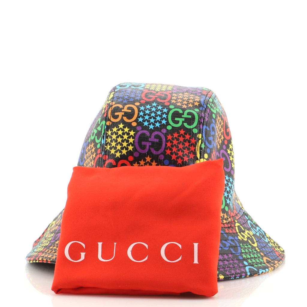 Bucket Hat Psychedelic Print GG Coated Canvas Large