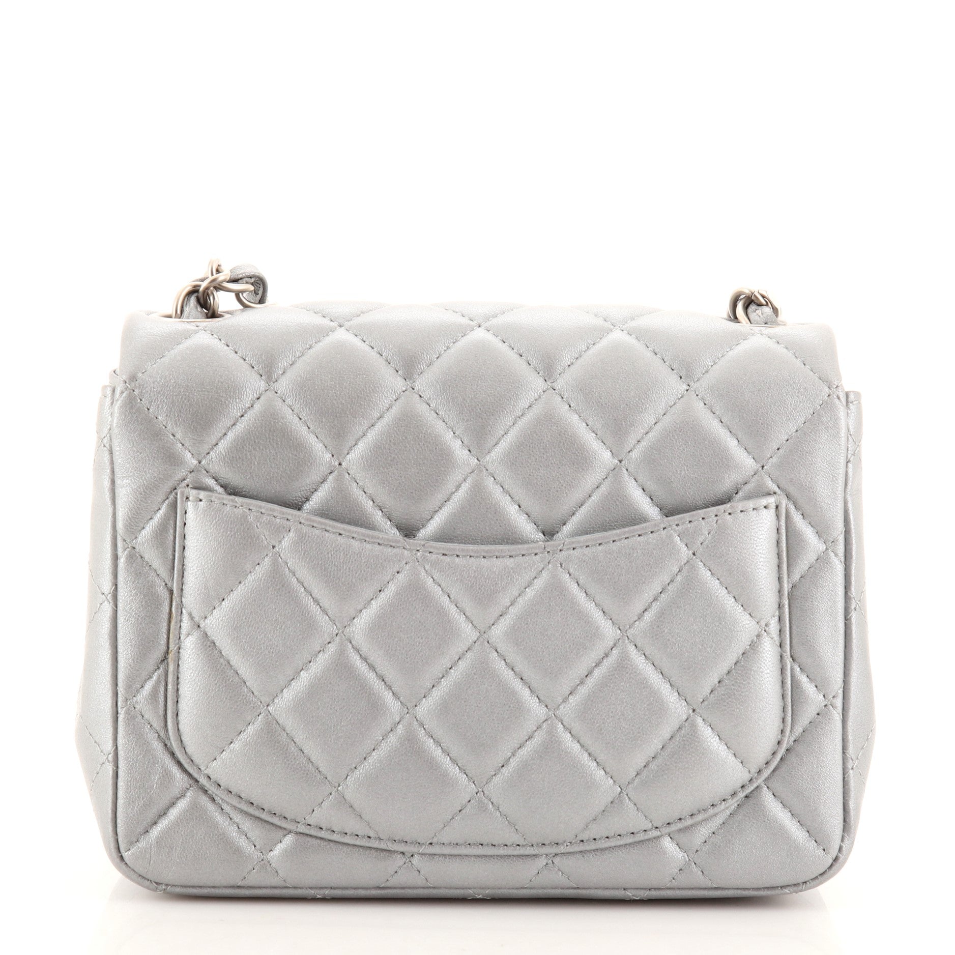 Square Classic Single Flap Bag Quilted Lambskin Mini
