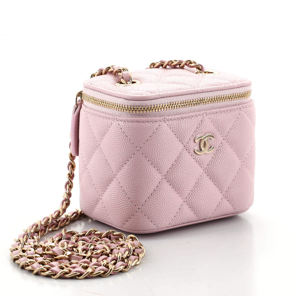 Classic Vanity Case with Chain Quilted Caviar Mini