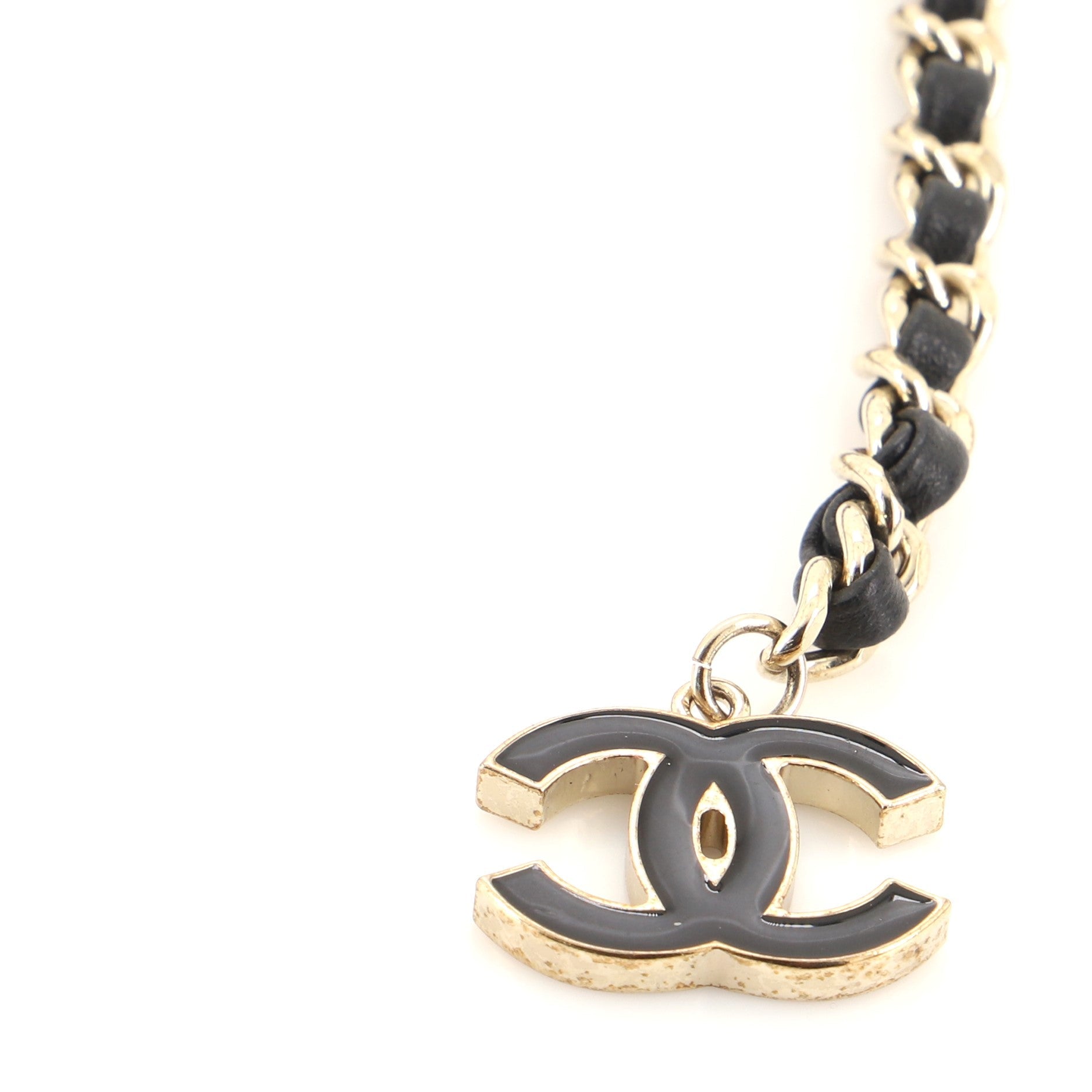 CC Charm Double Chain Belt Metal and Leather 75