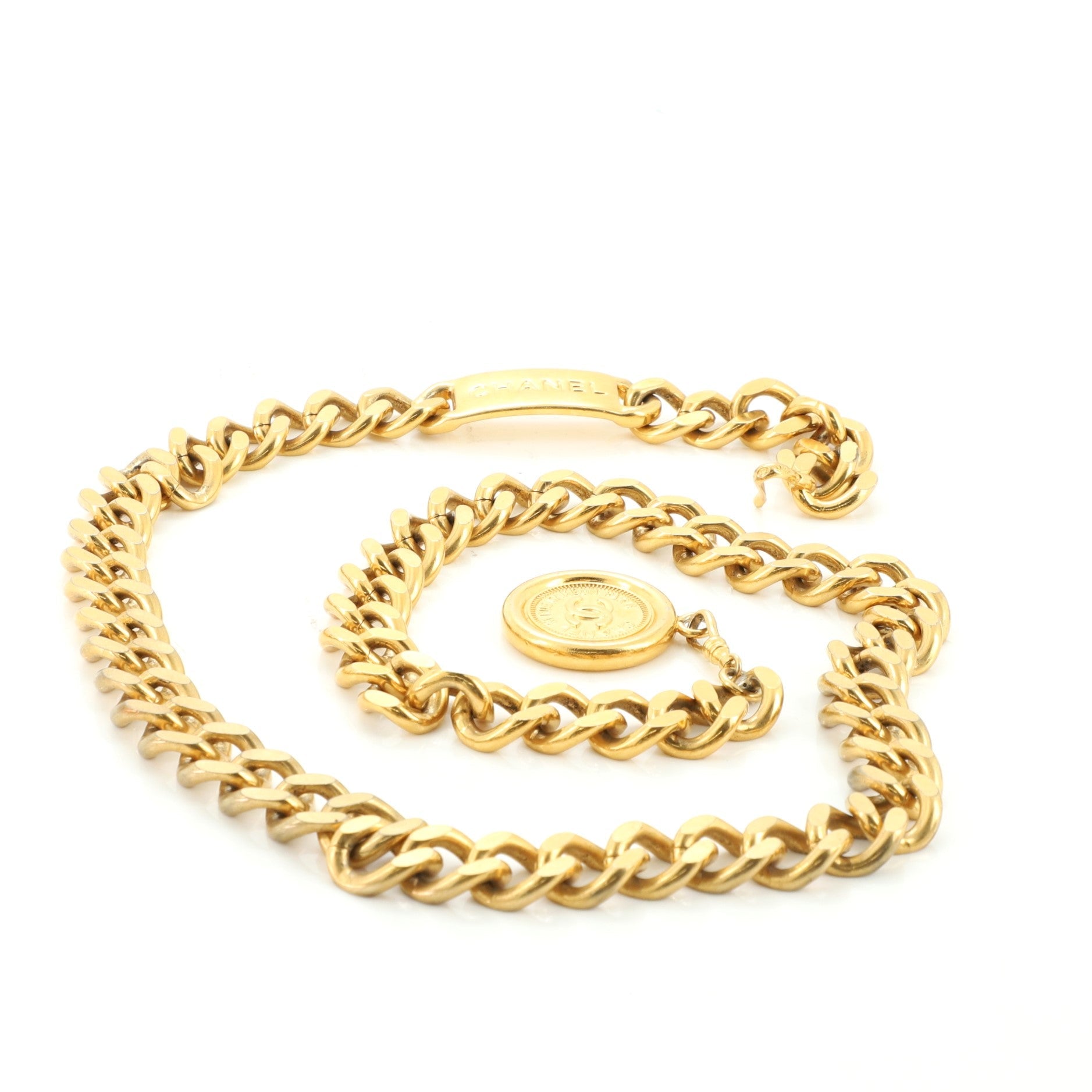 Vintage Medallion Chain Belt Metal 90