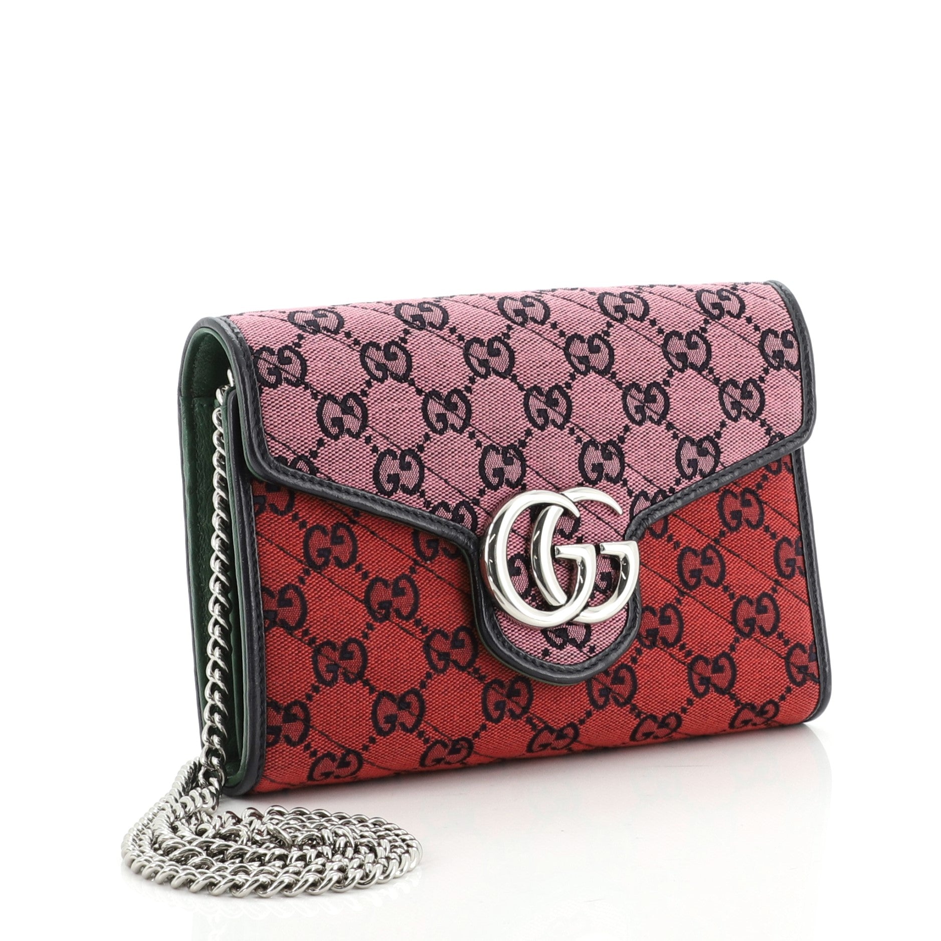GG Marmont Chain Wallet Diagonal Quilted GG Canvas Mini