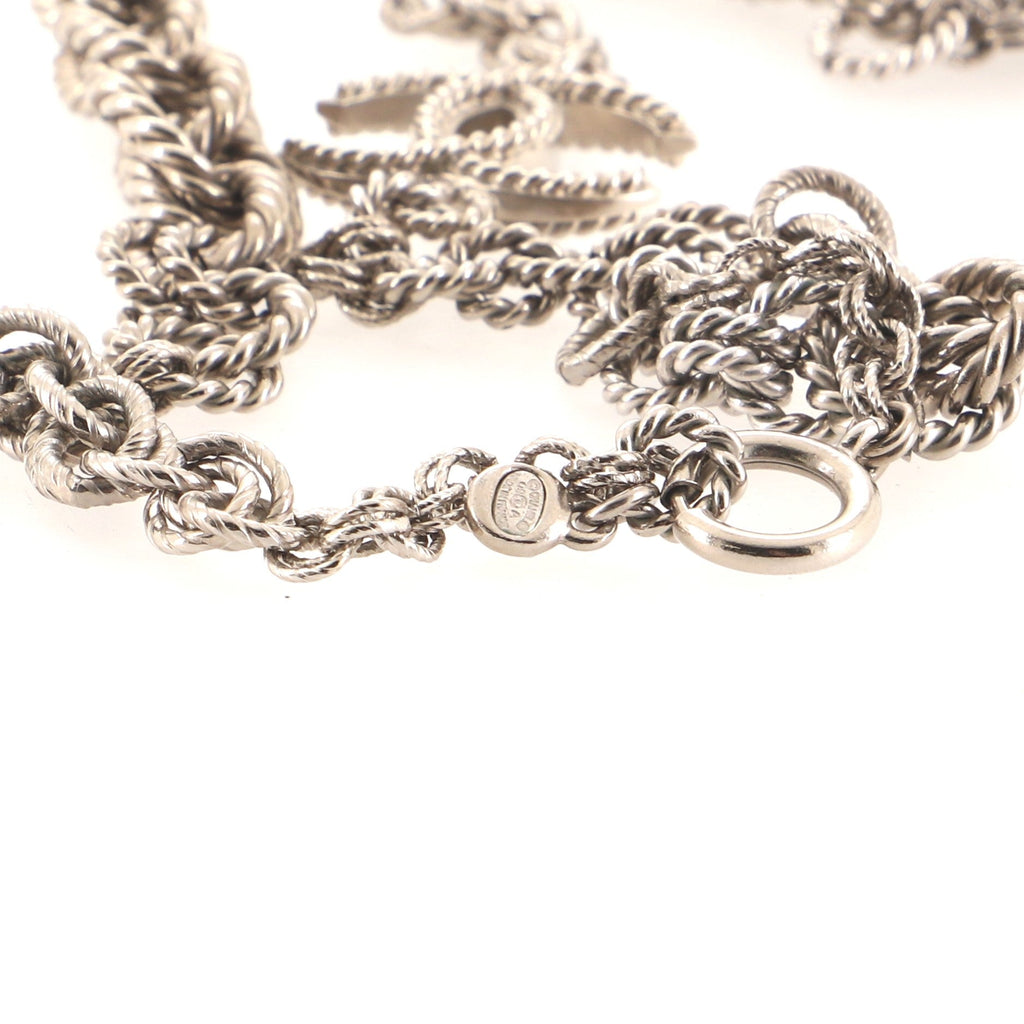 CC Medallion Charm Long Necklace Metal