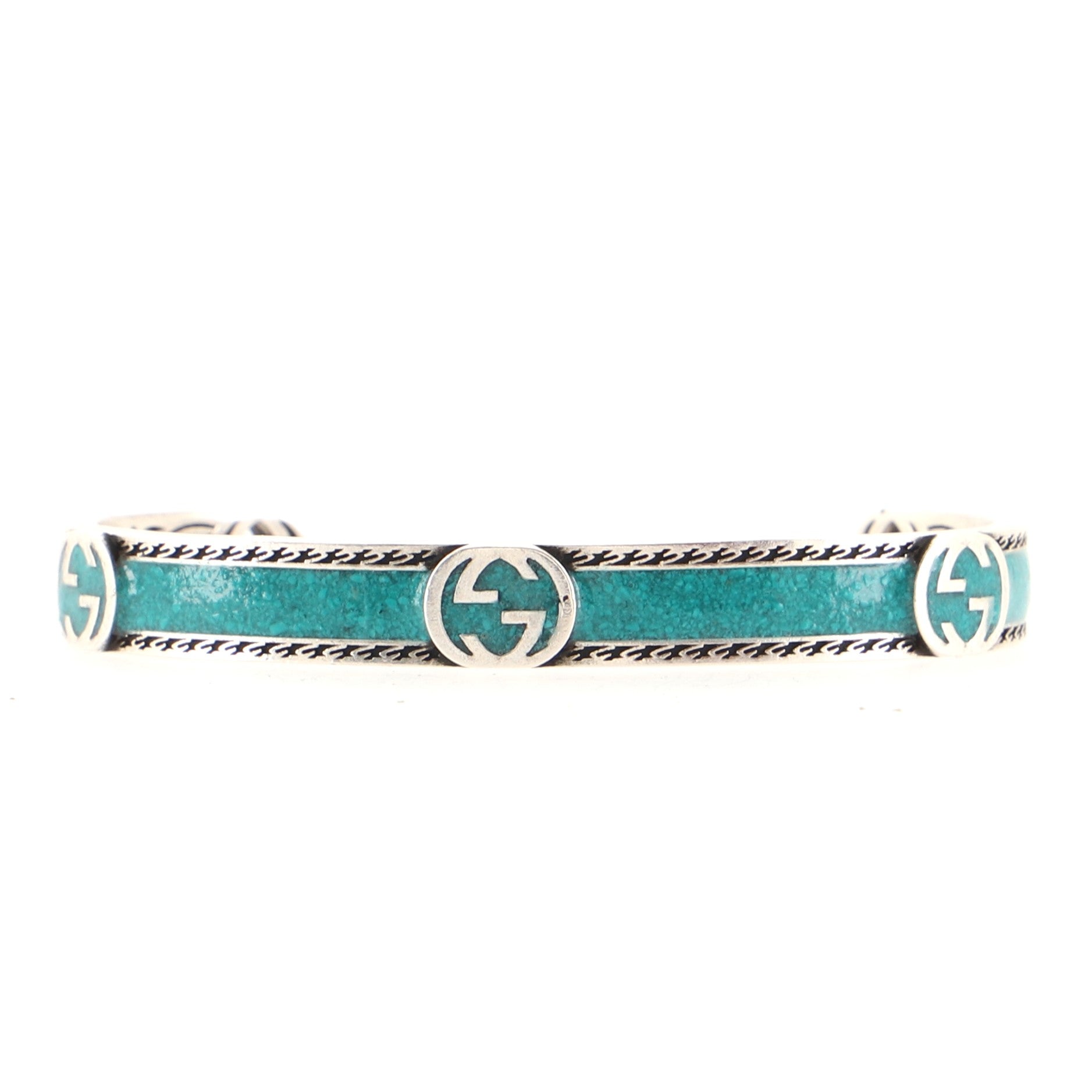 Interlocking G Cuff Bracelet Sterling Silver with Enamel