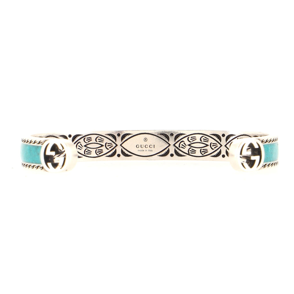 Interlocking G Cuff Bracelet Sterling Silver with Enamel
