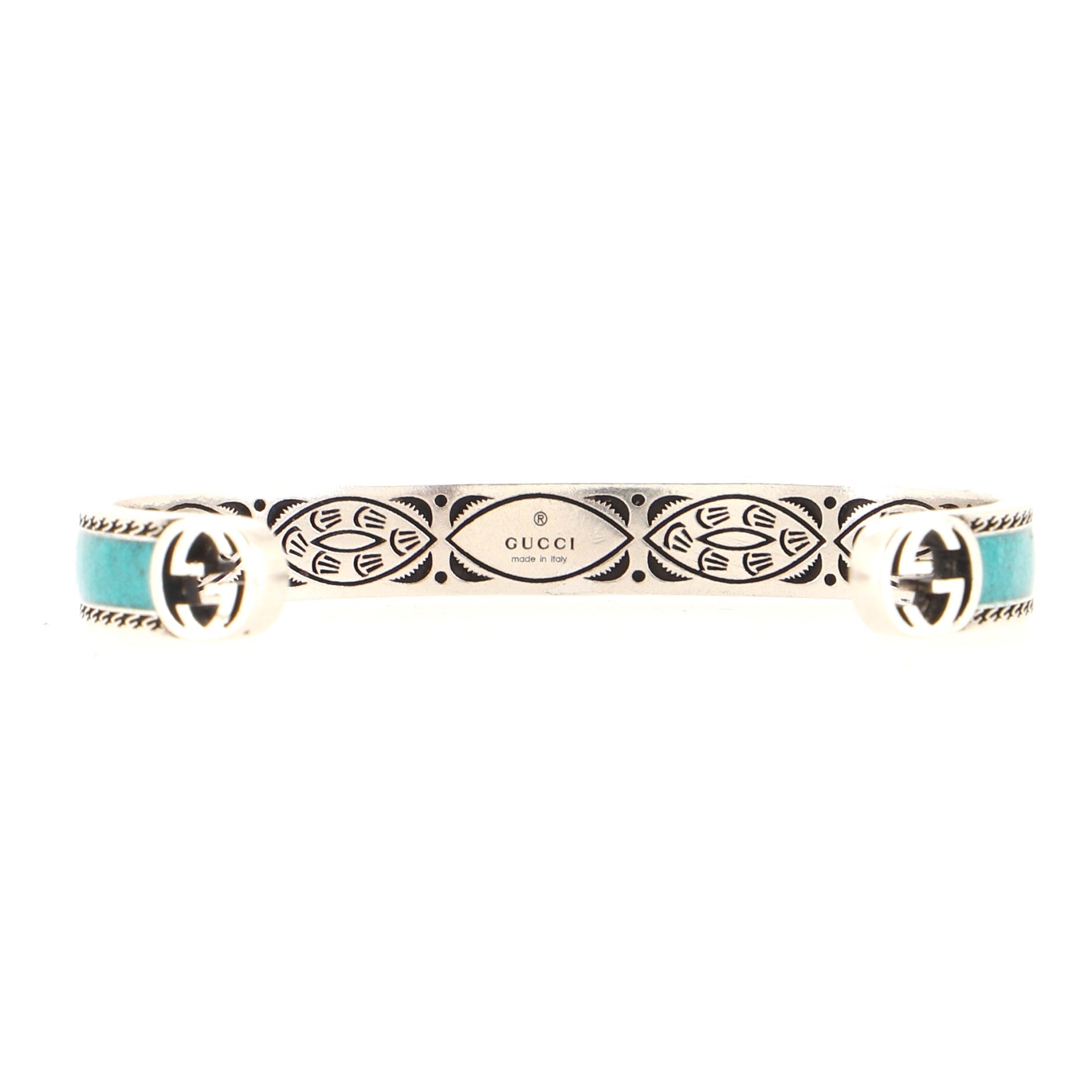 Interlocking G Cuff Bracelet Sterling Silver with Enamel