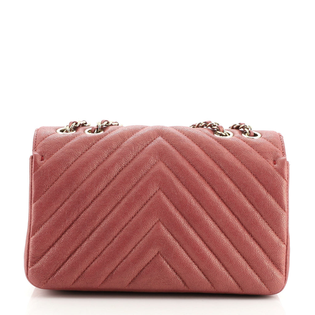 Statement Flap Bag Chevron Iridescent Caviar Mini