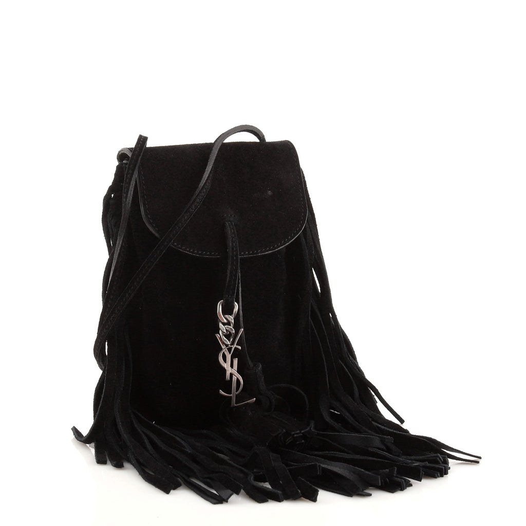 Anita Flat Fringe Crossbody Bag Suede Mini