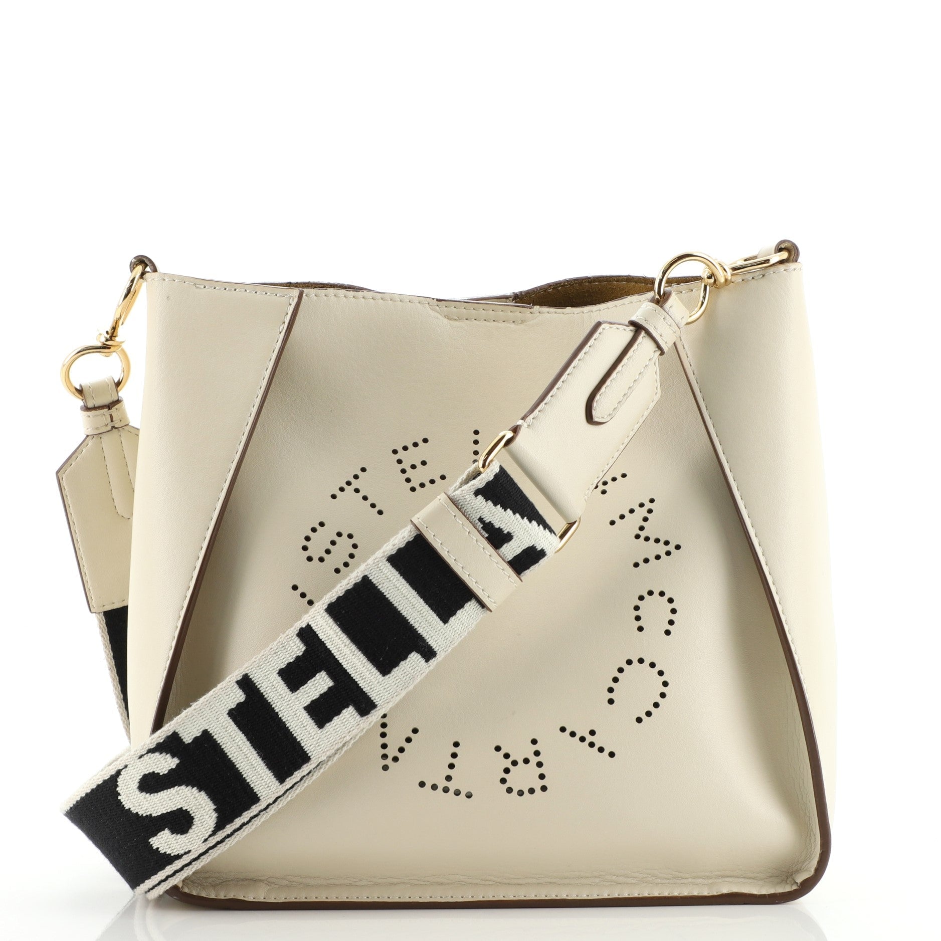 Logo Crossbody Bag Perforated Faux Leather Mini