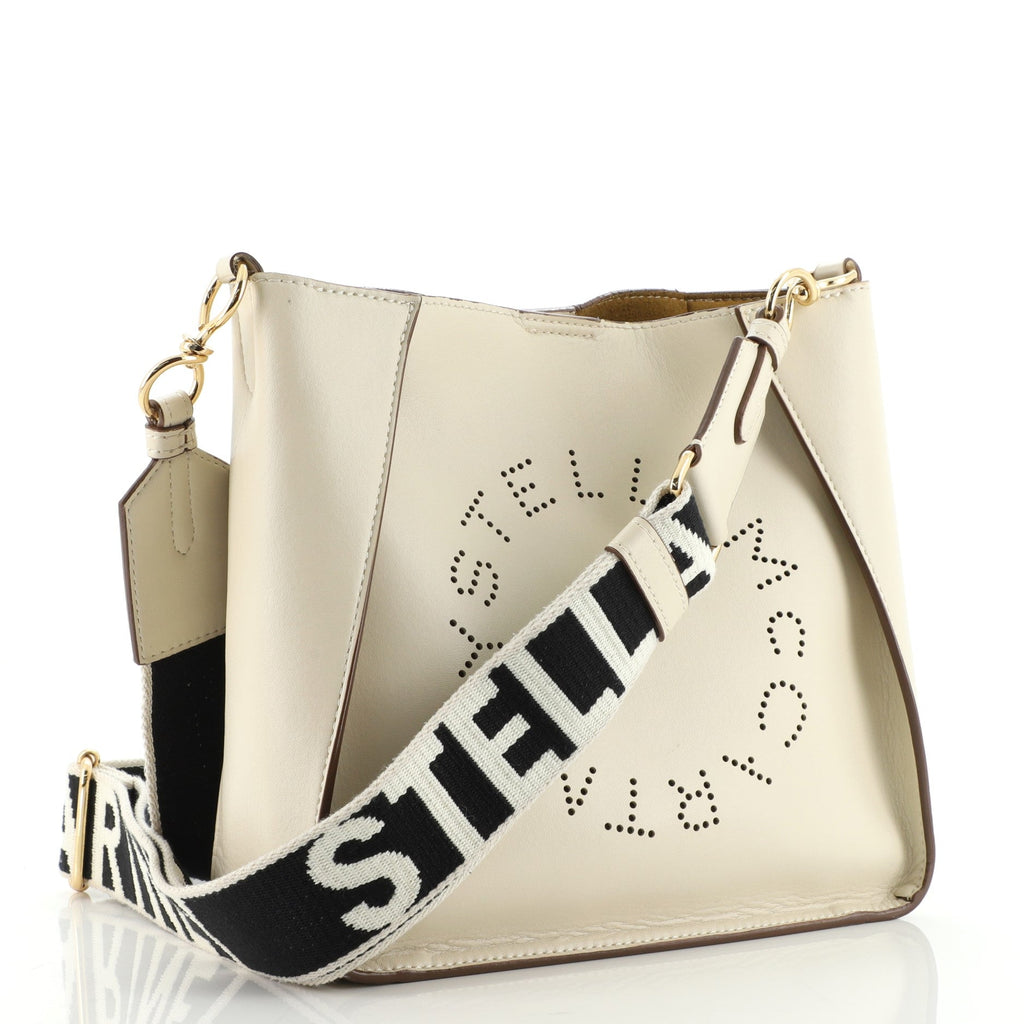 Logo Crossbody Bag Perforated Faux Leather Mini