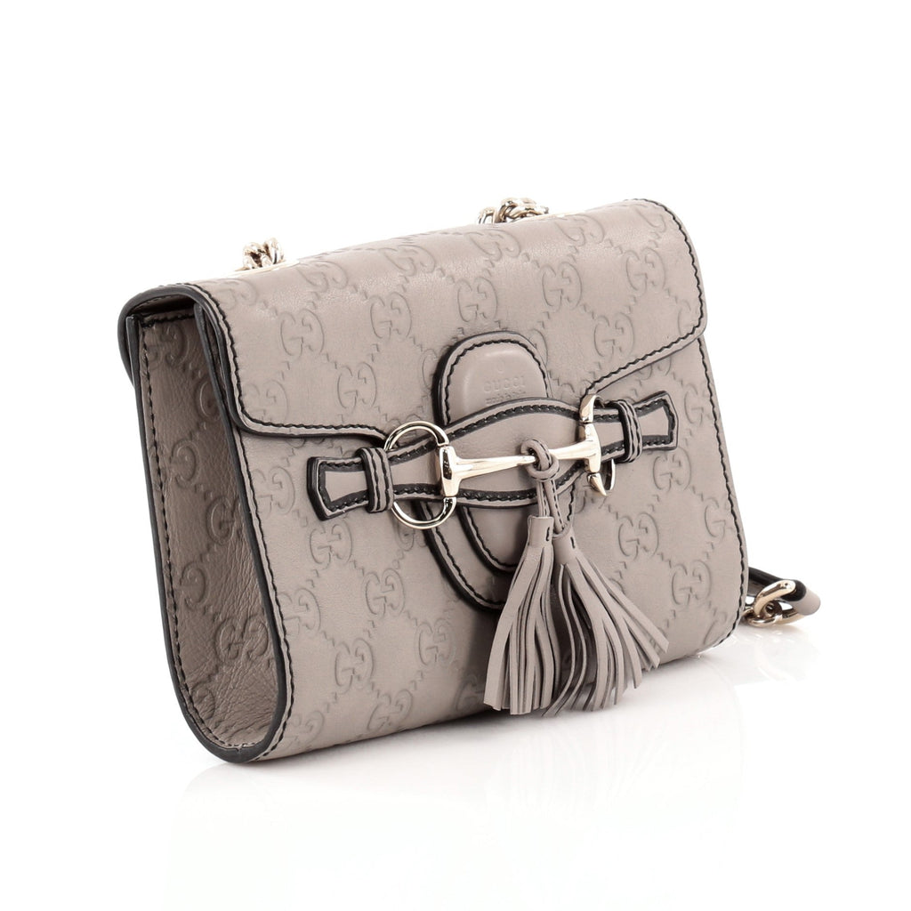 Emily Chain Strap Flap Bag Guccissima Leather Mini
