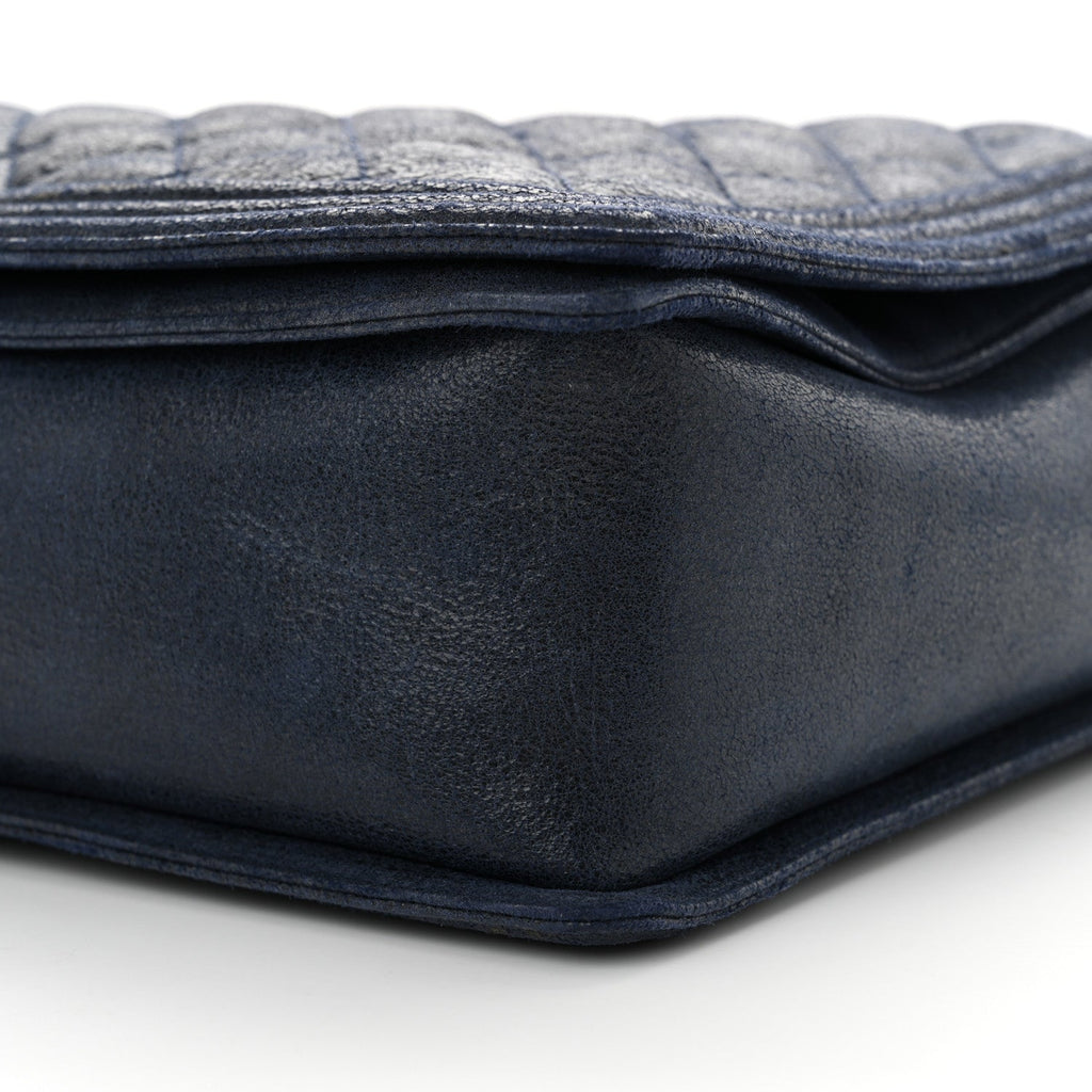 Iridescent Calfskin Quilted XL Gentle Boy Flap Blue