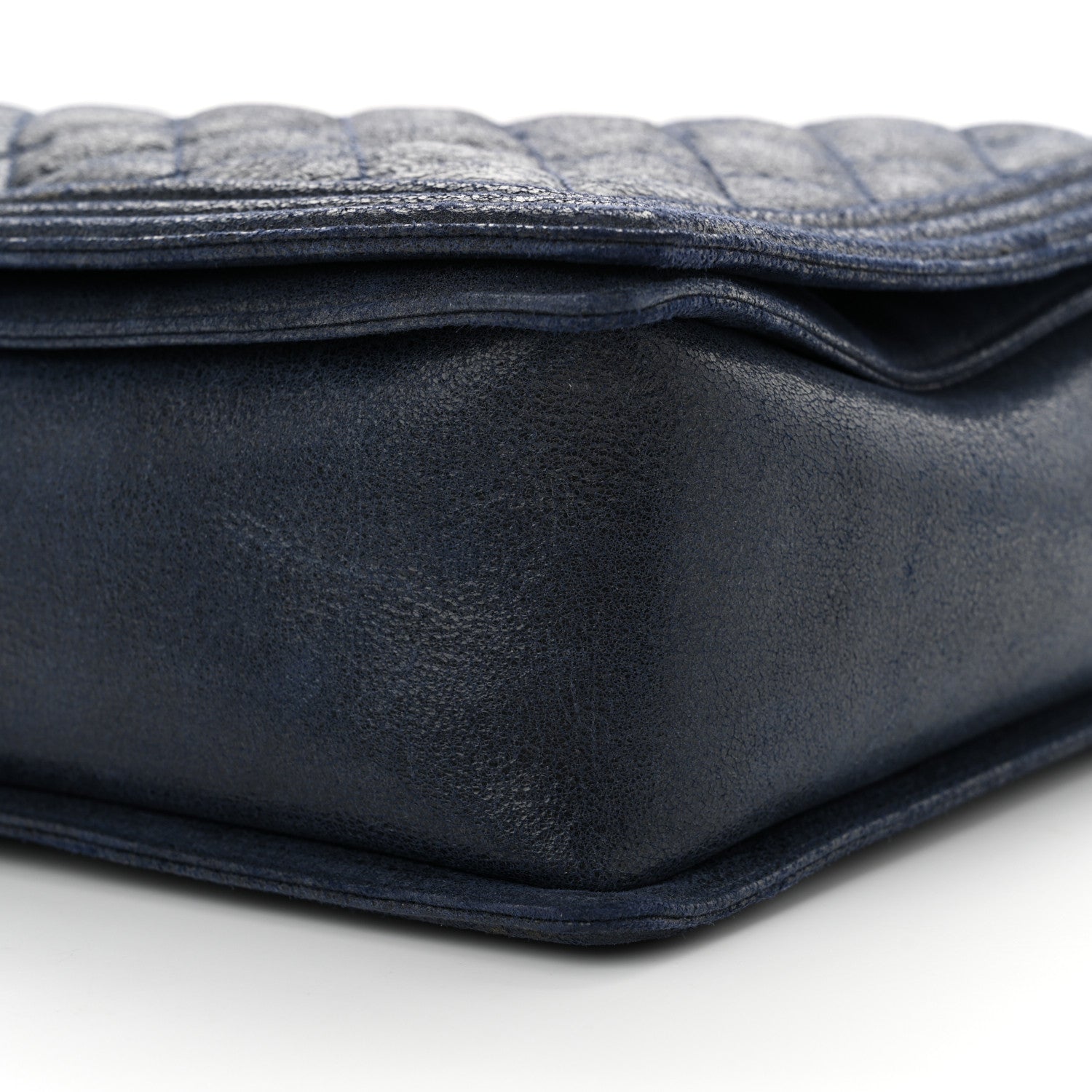 Iridescent Calfskin Quilted XL Gentle Boy Flap Blue