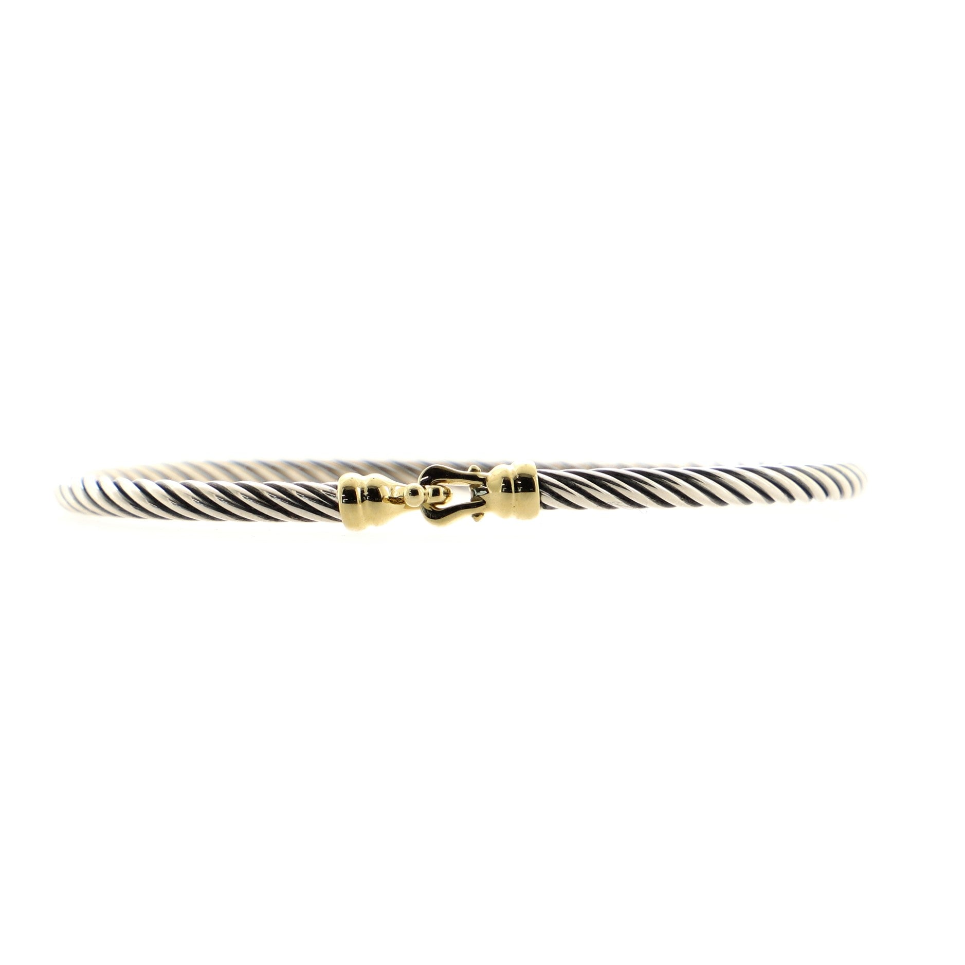 Cable Buckle Bracelet Sterling Silver and 18K Yellow Gold 3mm