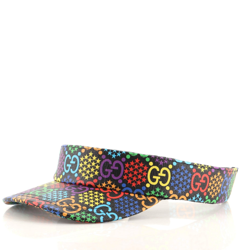 Sun Visor Psychedelic Print GG Coated Canvas Large