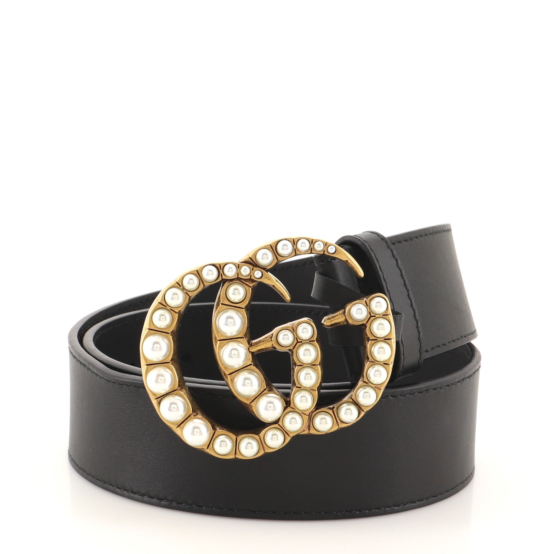 Pearly GG Marmont Belt Leather Wide 70