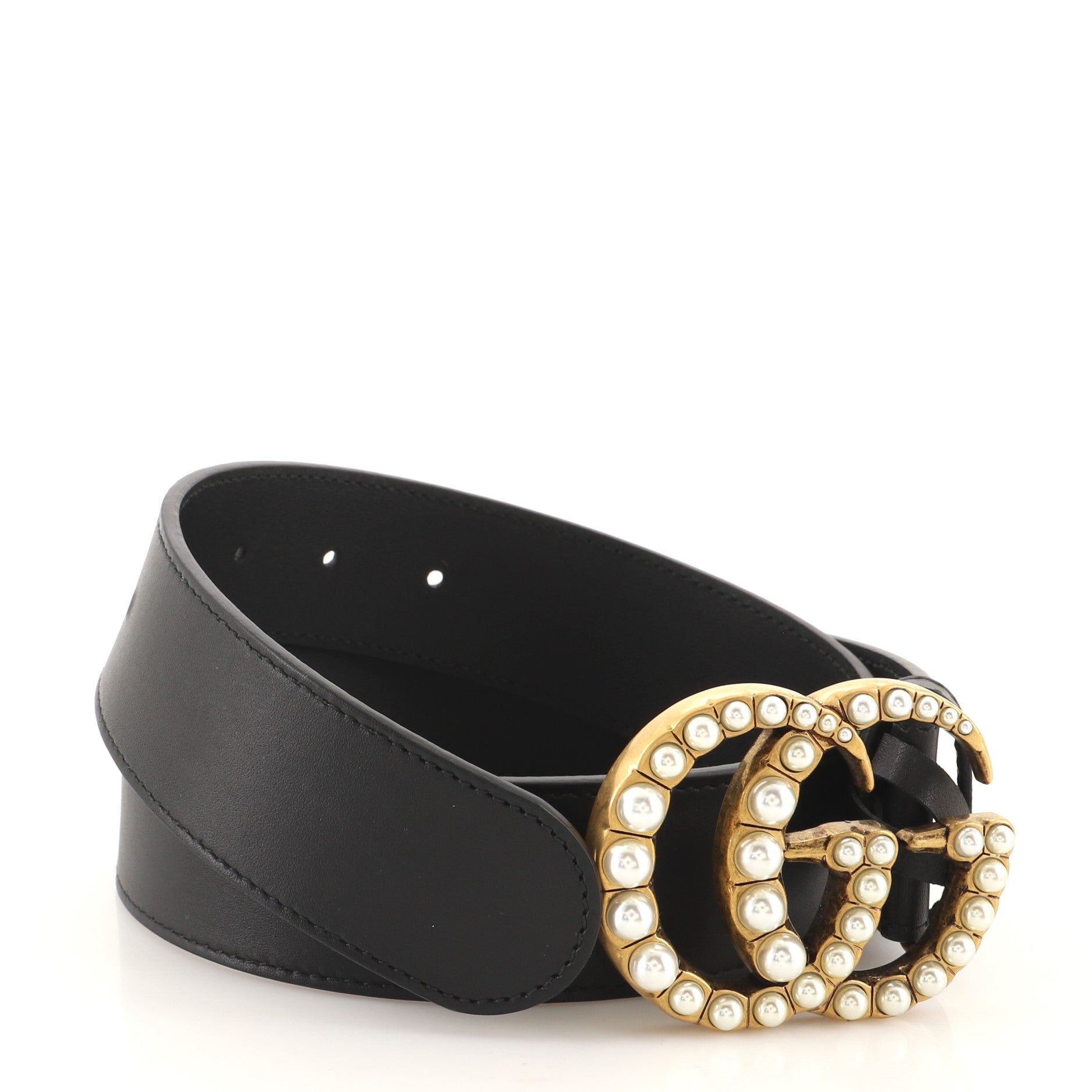 Pearly GG Marmont Belt Leather Wide 70