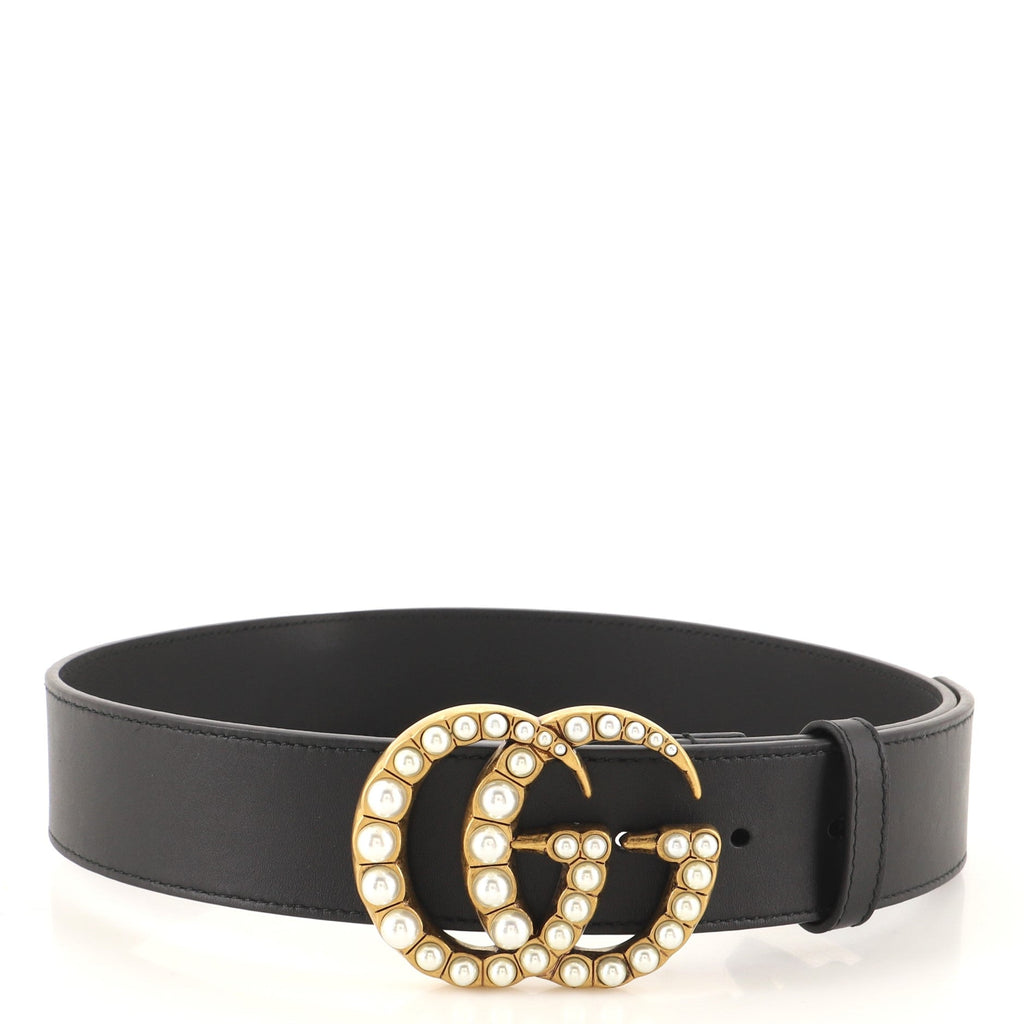 Pearly GG Marmont Belt Leather Wide 70