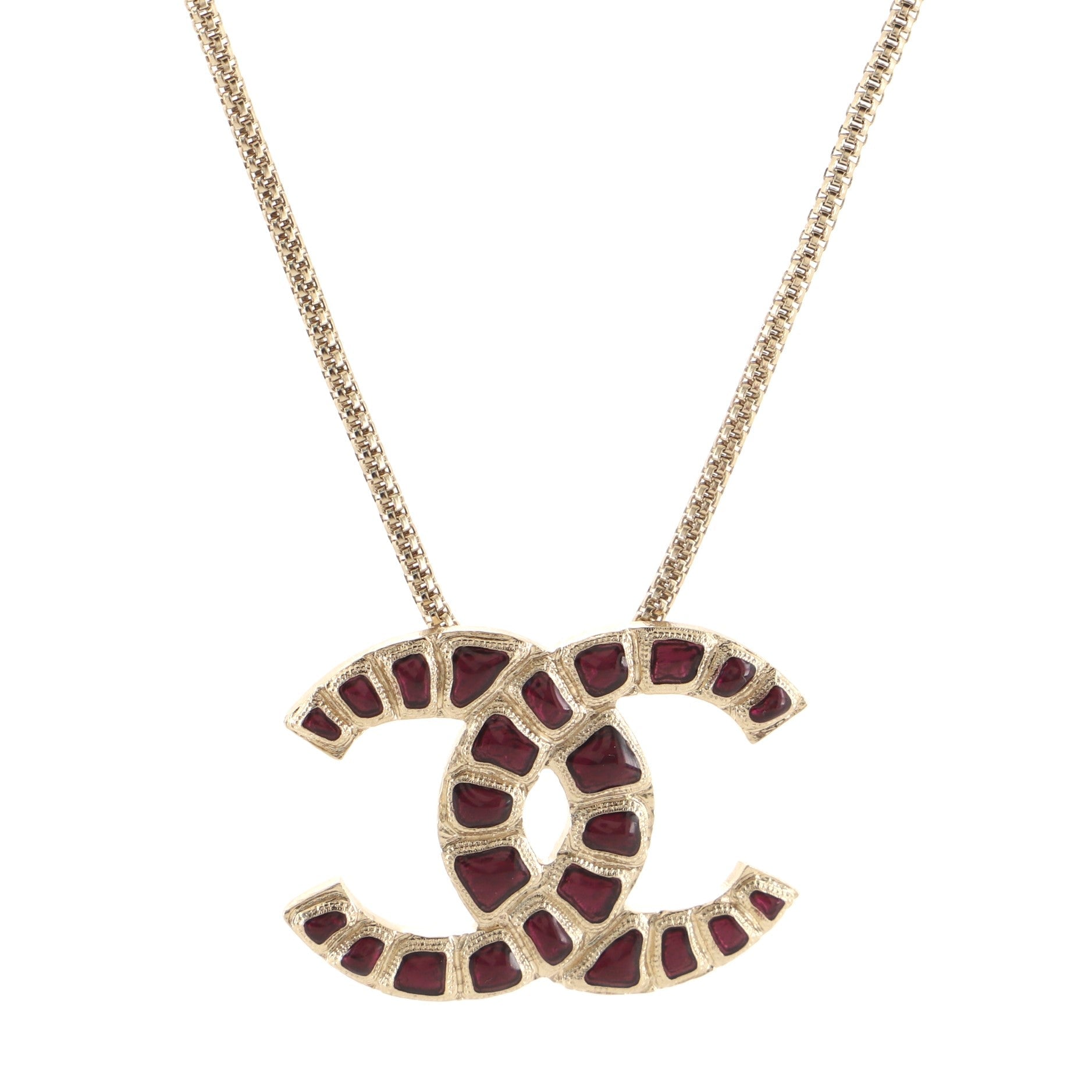 Along the Nile CC Pendant Necklace Metal and Resin