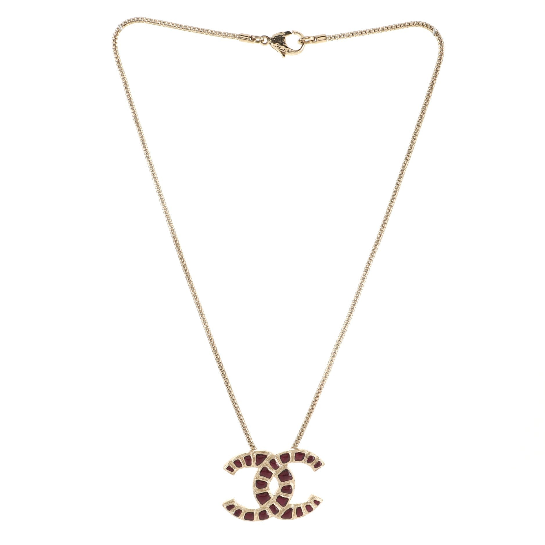 Along the Nile CC Pendant Necklace Metal and Resin