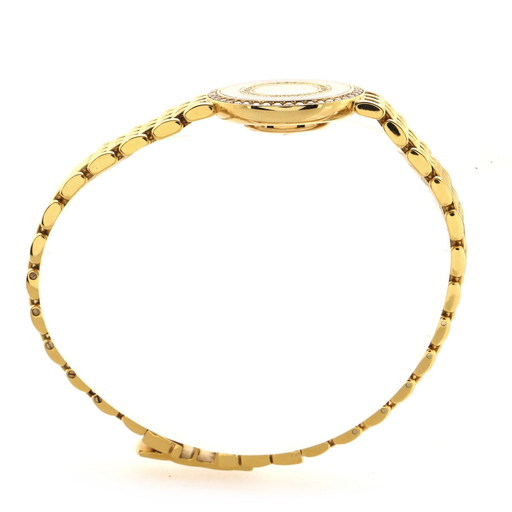Happy Diamonds Round Quartz Watch Yellow Gold with Diamond Bezel and Floating Diamonds 23