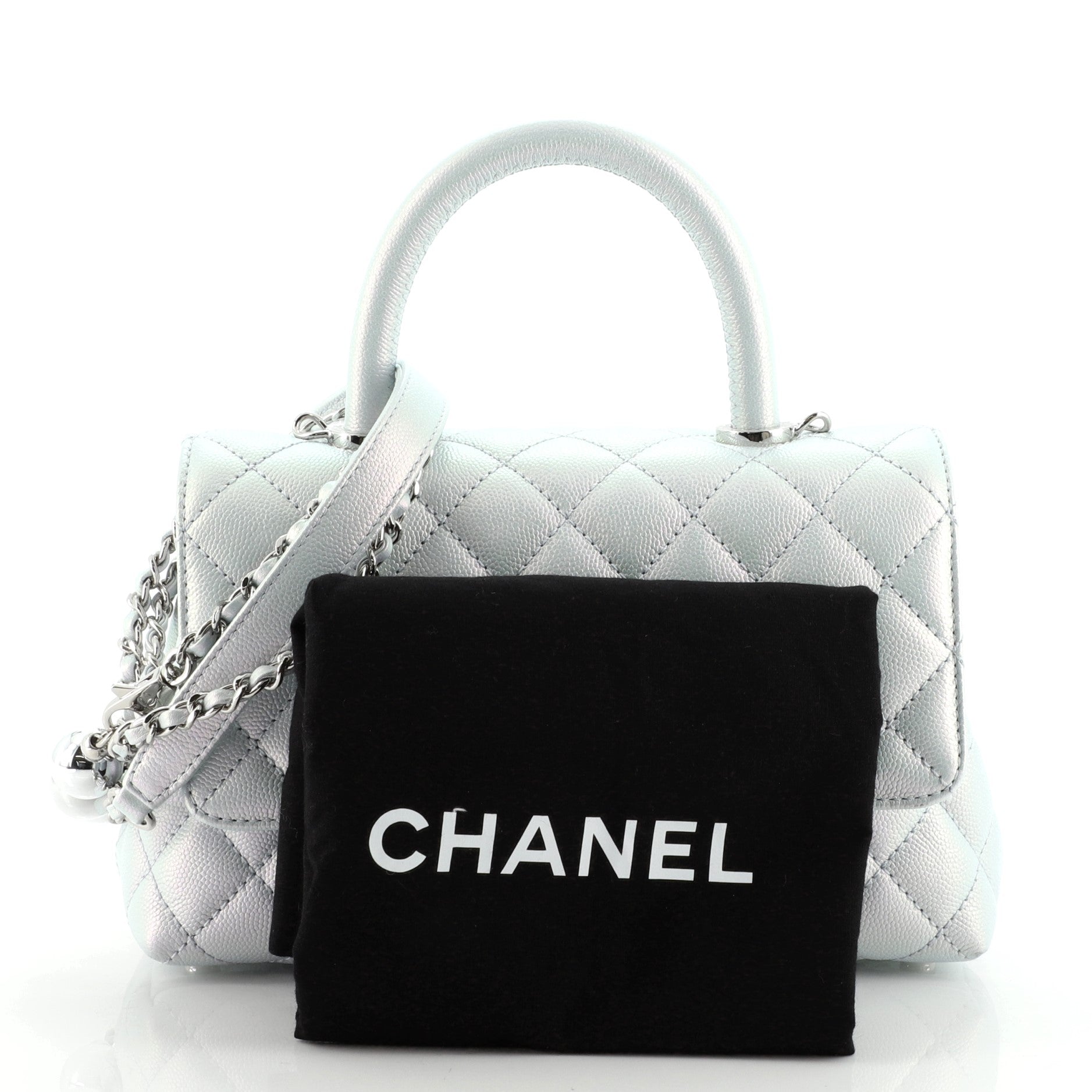 Coco Top Handle Bag Quilted Iridescent Caviar Mini