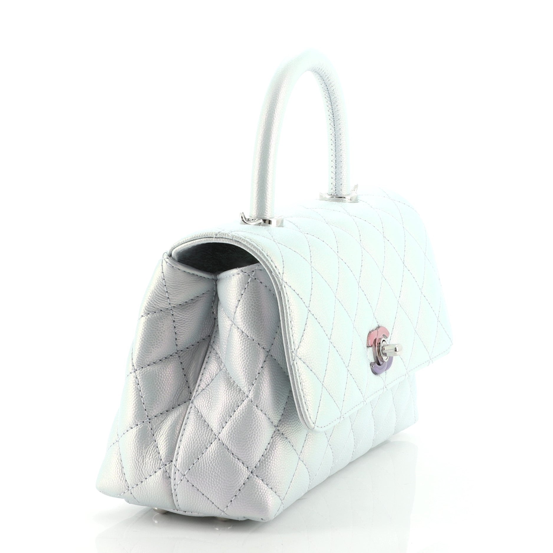 Coco Top Handle Bag Quilted Iridescent Caviar Mini