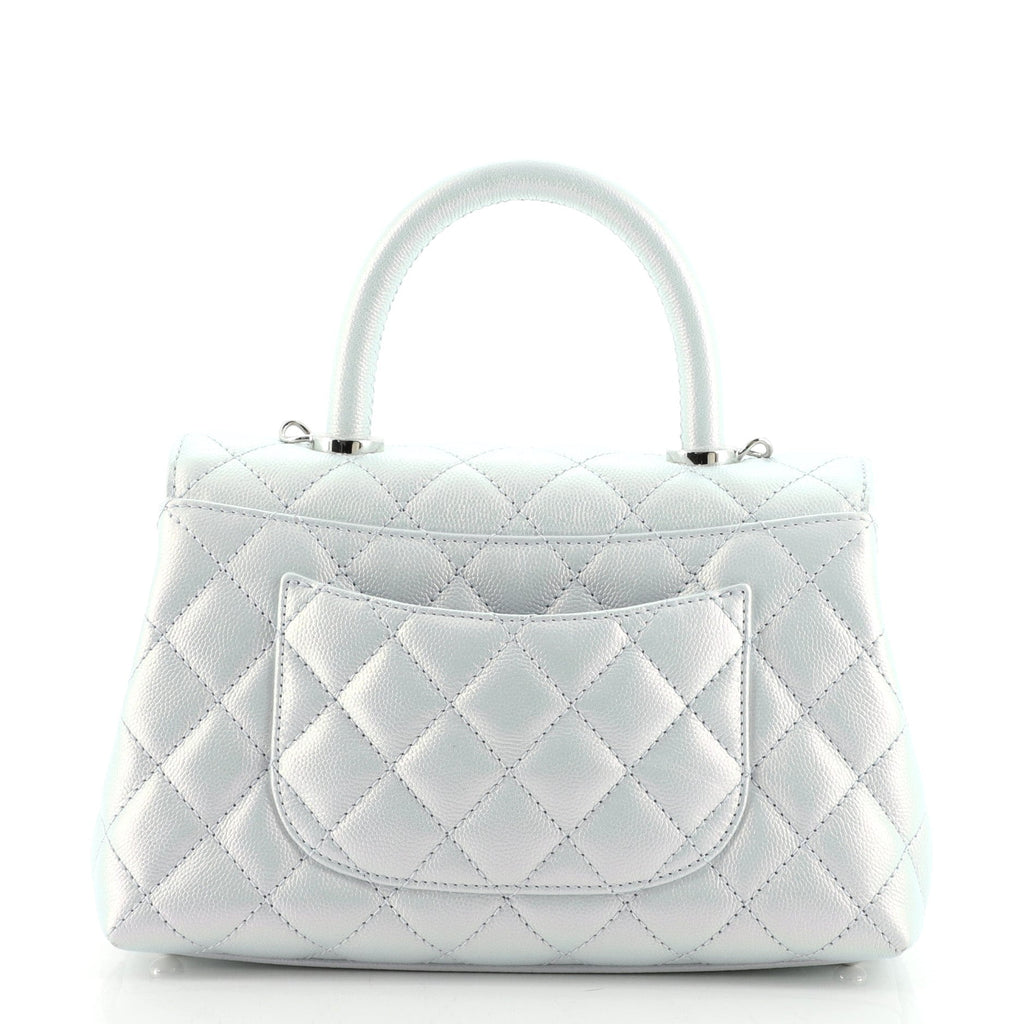 Coco Top Handle Bag Quilted Iridescent Caviar Mini