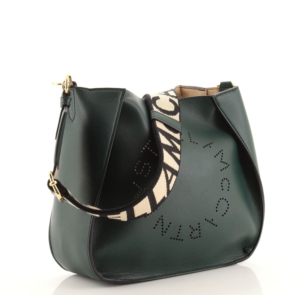 Logo Crossbody Bag Perforated Faux Leather Mini